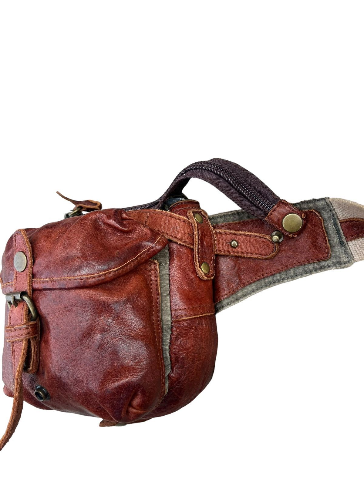 Leather Vintage Tough JeansSmith Military Surplus Patina Leather Bag Size ONE SIZE - 7 Thumbnail