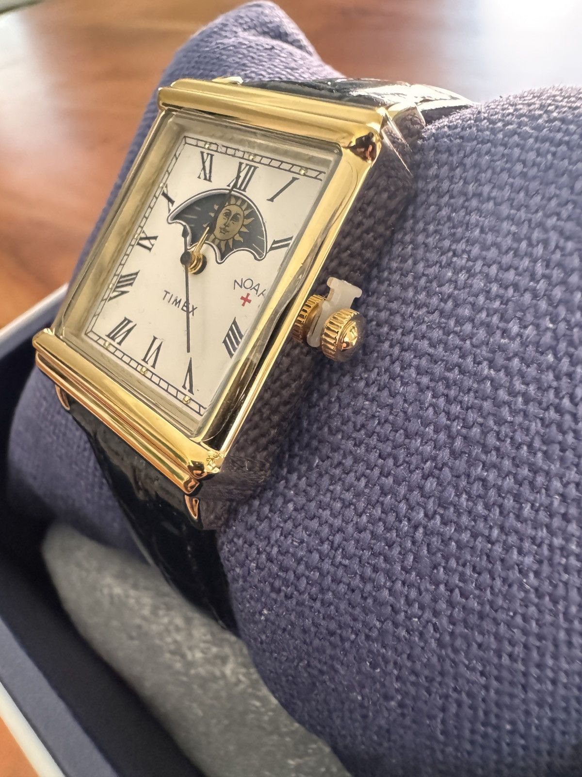 Noah × Timex Sun & Moon Phase Tank Watch Black Gold | Grailed