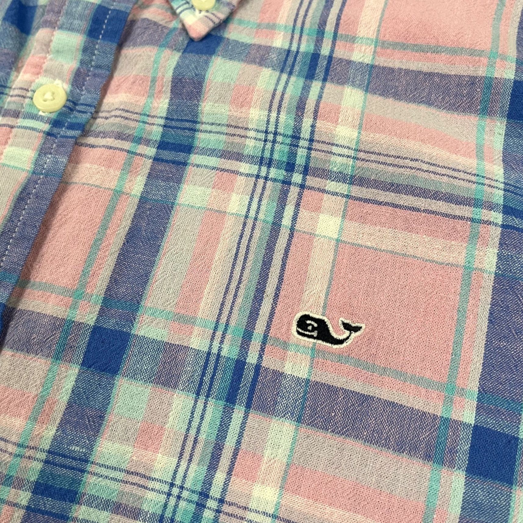 Vineyard Vines Vineyard Vines Whale Shirt Mens 2XL XXL Pink Blue Plaid Cotton Linen Button Down Size US XXL / EU 58 / 5 - 2 Thumbnail