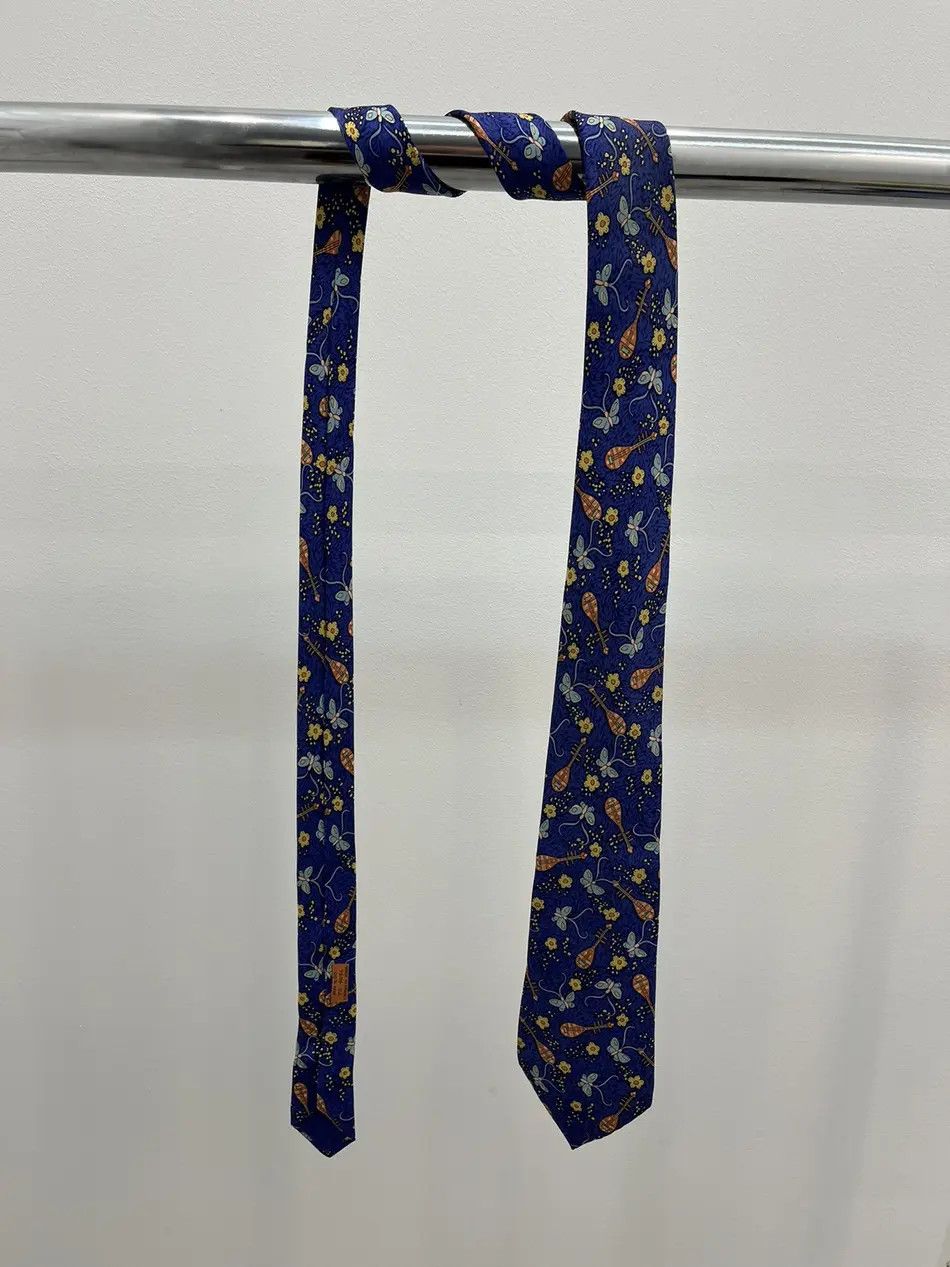 Hermes Hermes Rococo Rebec Butterfly Flower Old Music Silk Tie Size ONE SIZE - 1 Thumbnail