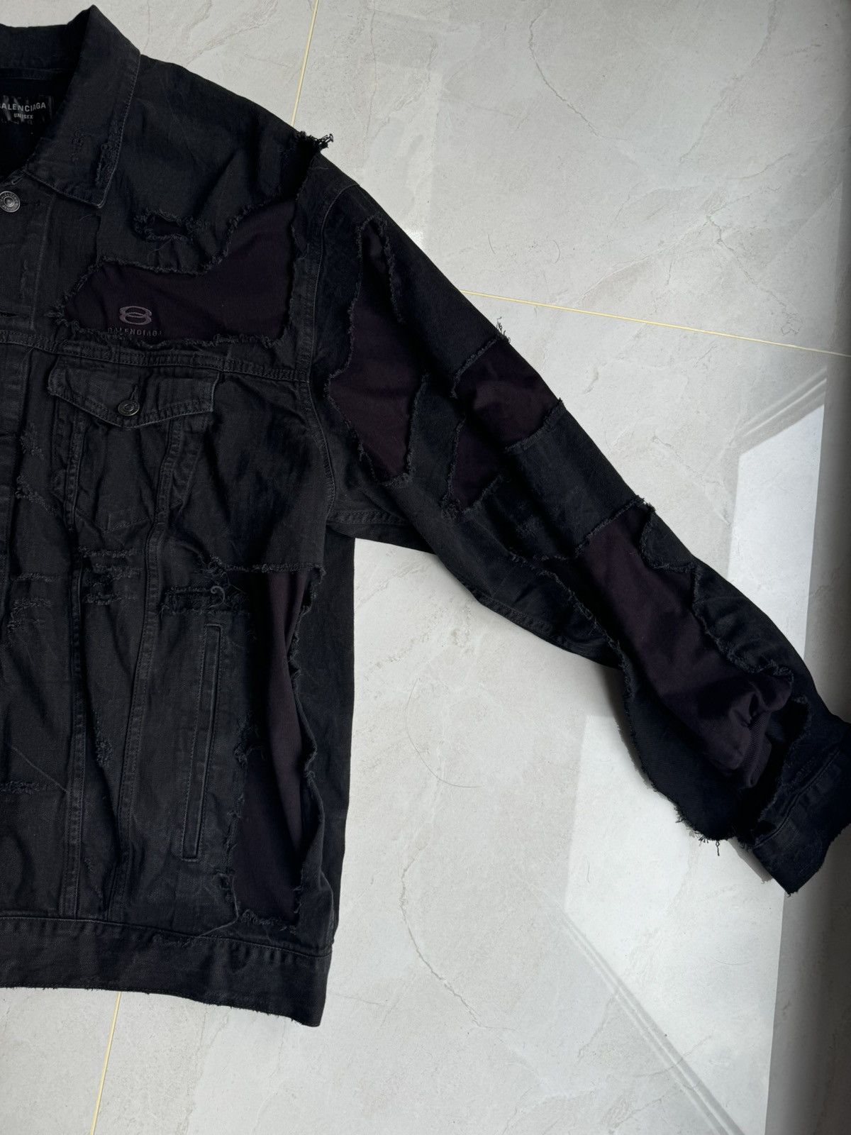 Balenciaga Balenciaga AW24 Unity Sport Destroyed Denim Jacket Sz. 2 Size US M / EU 48-50 / 2 - 10 Thumbnail