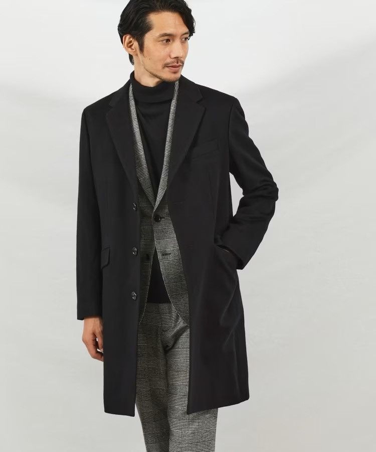 image of Men’S Takeo Kikuchi Cashmere Blend Chester Coat Size Jpn M in Black, Men's