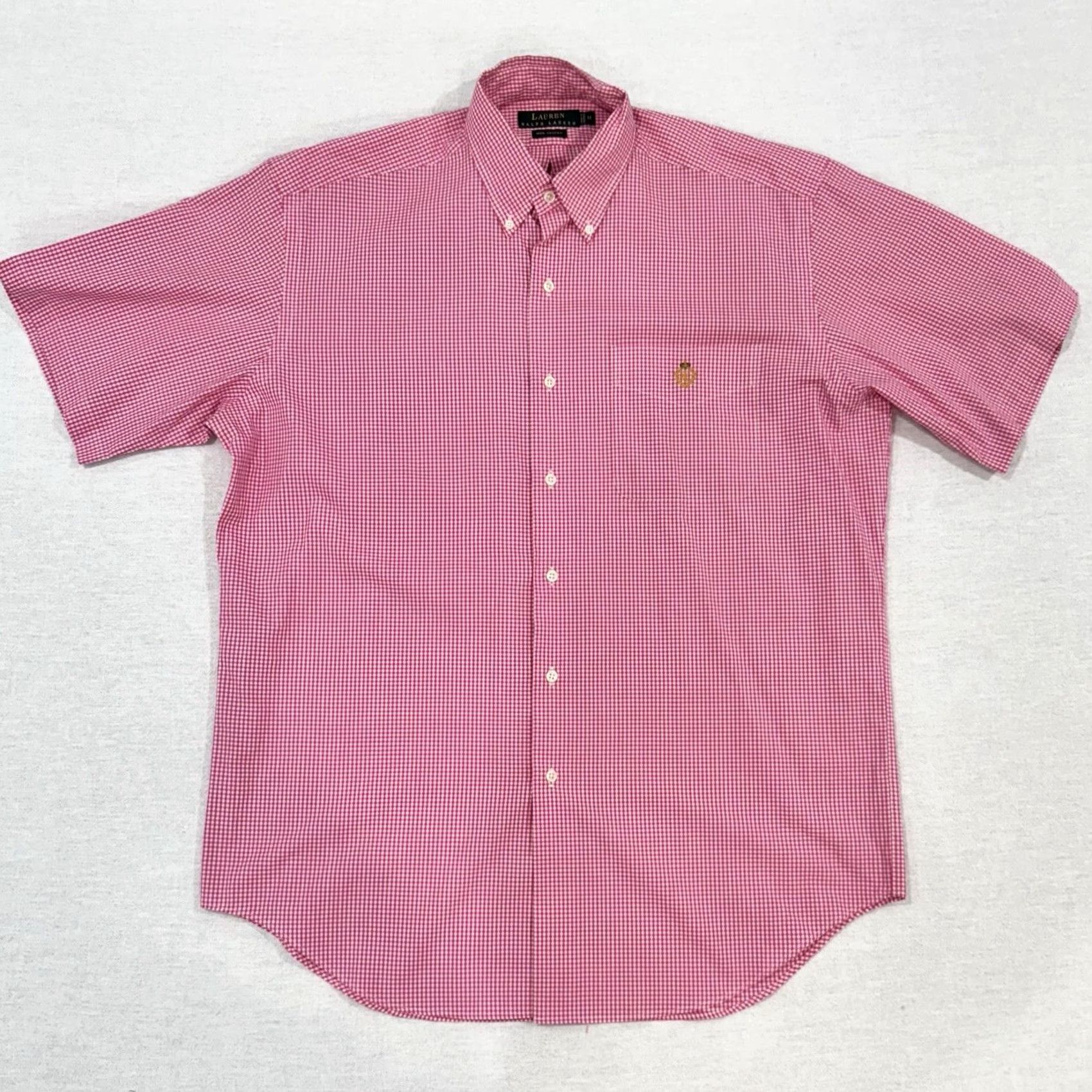 Ralph Lauren VINTAGE Ralph Lauren Shirt Mens Medium Button Up Pink Check Crest Short Sleeves Size US M / EU 48-50 / 2 - 4 Thumbnail