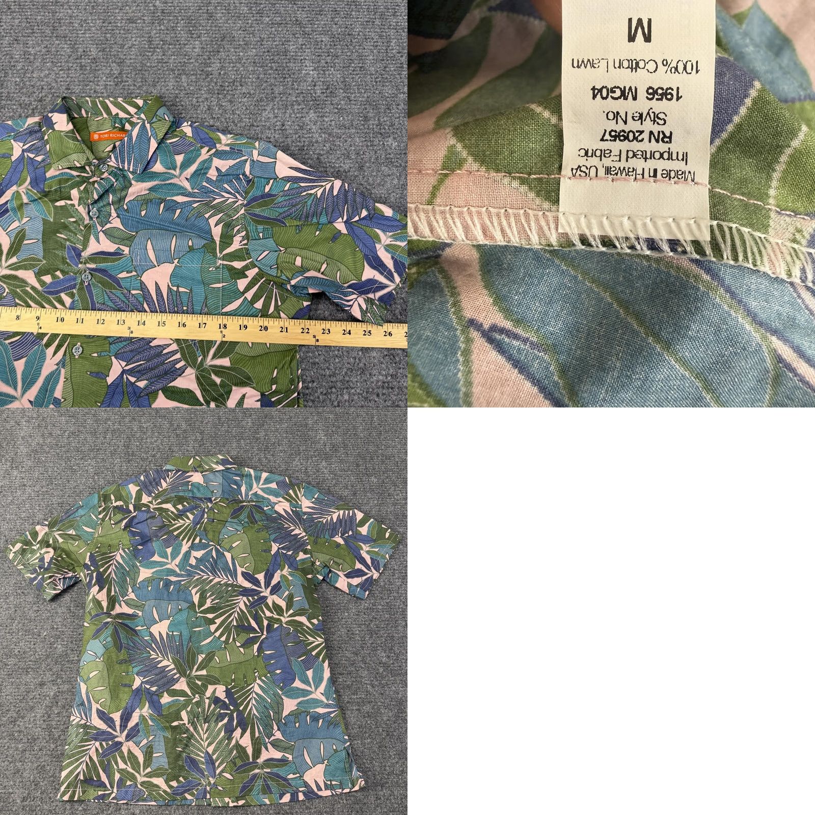 Tori Richard Tori Richard Shirt Mens M Multicolor Leaf Hawaiian Short Sleeve Button Up Size US M / EU 48-50 / 2 - 8 Thumbnail