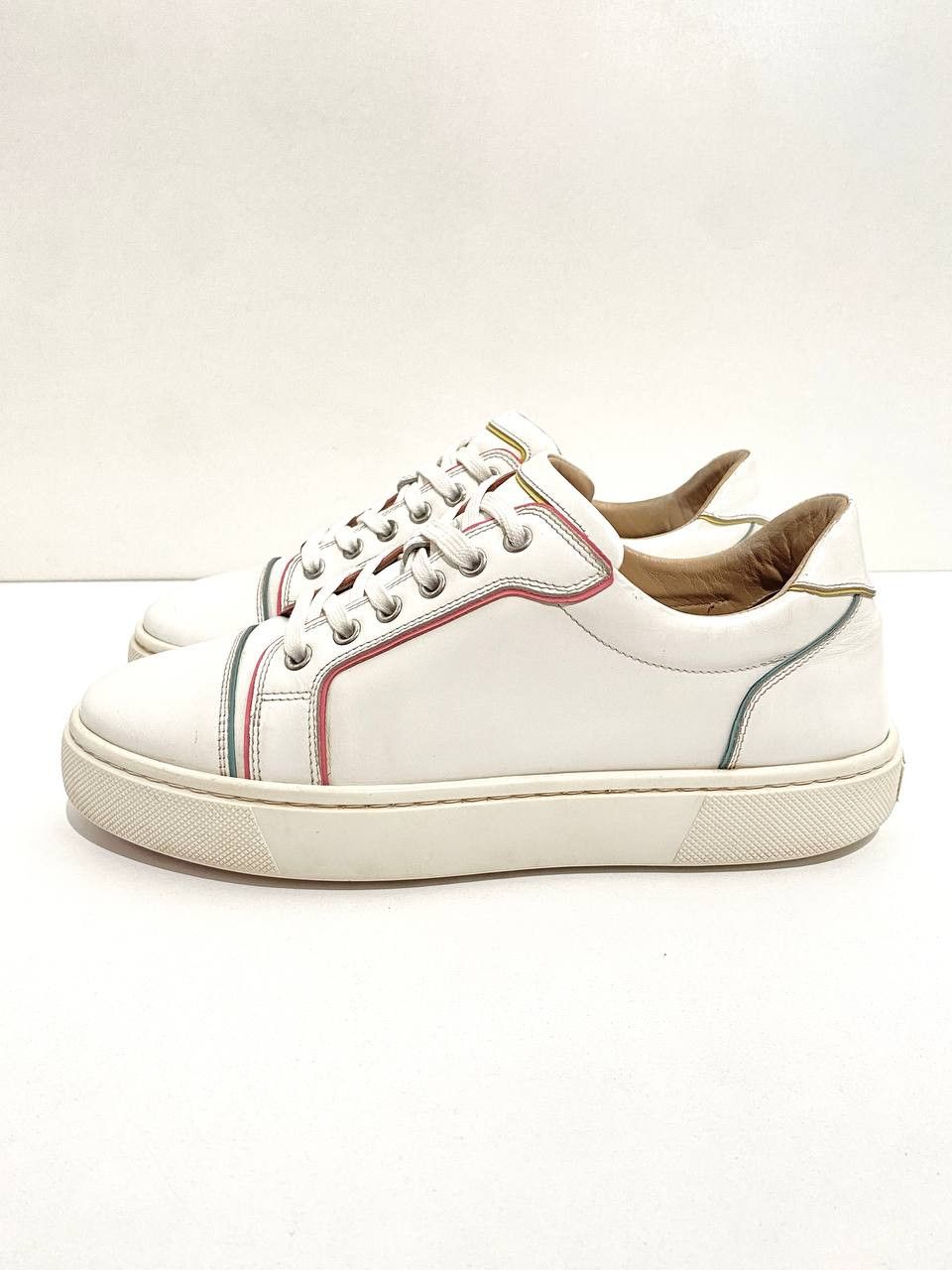 Christian Louboutin Christian Louboutin White Multi Leather Low Top Sneakers Size US 10 / IT 40 - 3 Thumbnail