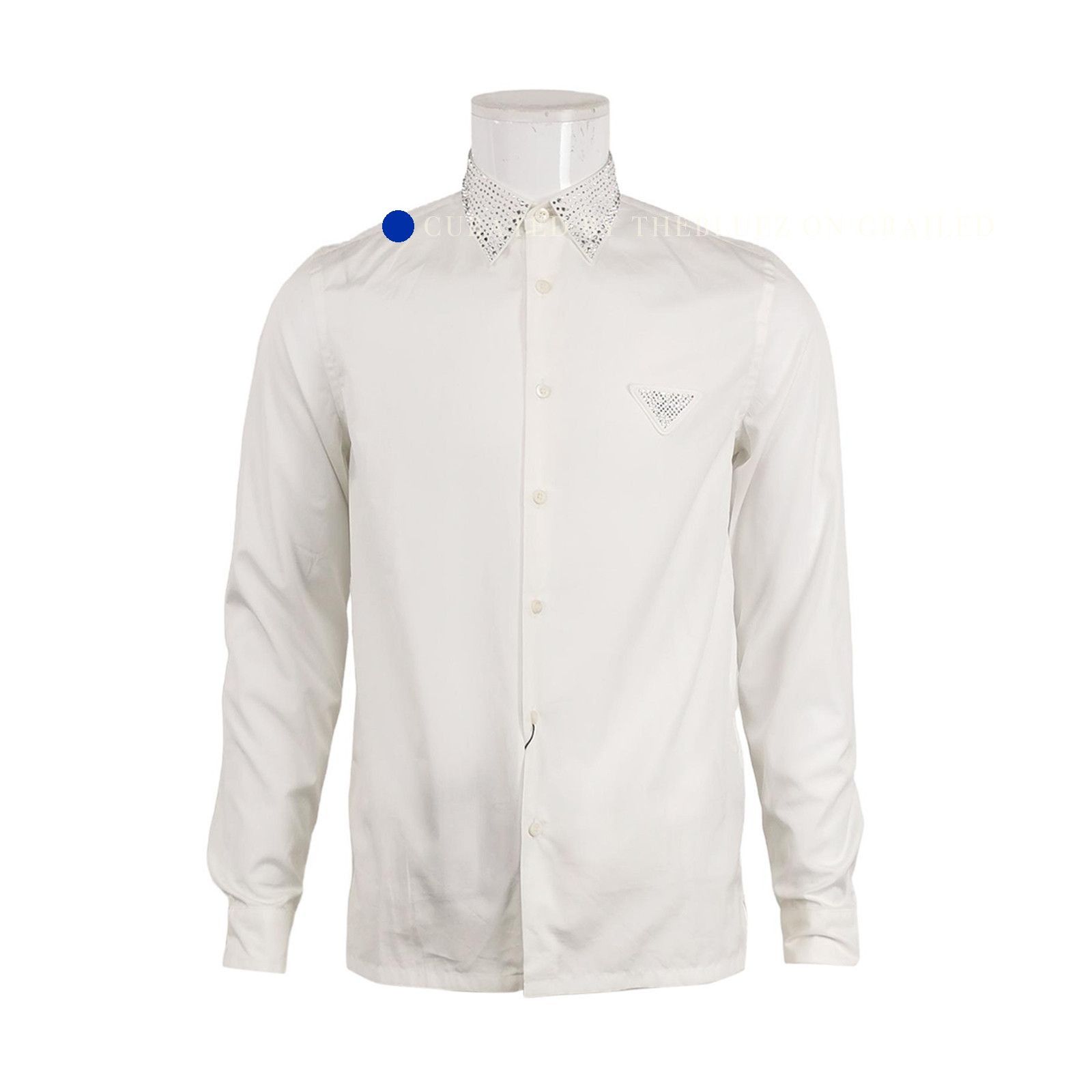 Prada Rhinestone Collar Button Up Shirt Size US M / EU 48-50 / 2 - 1 Thumbnail