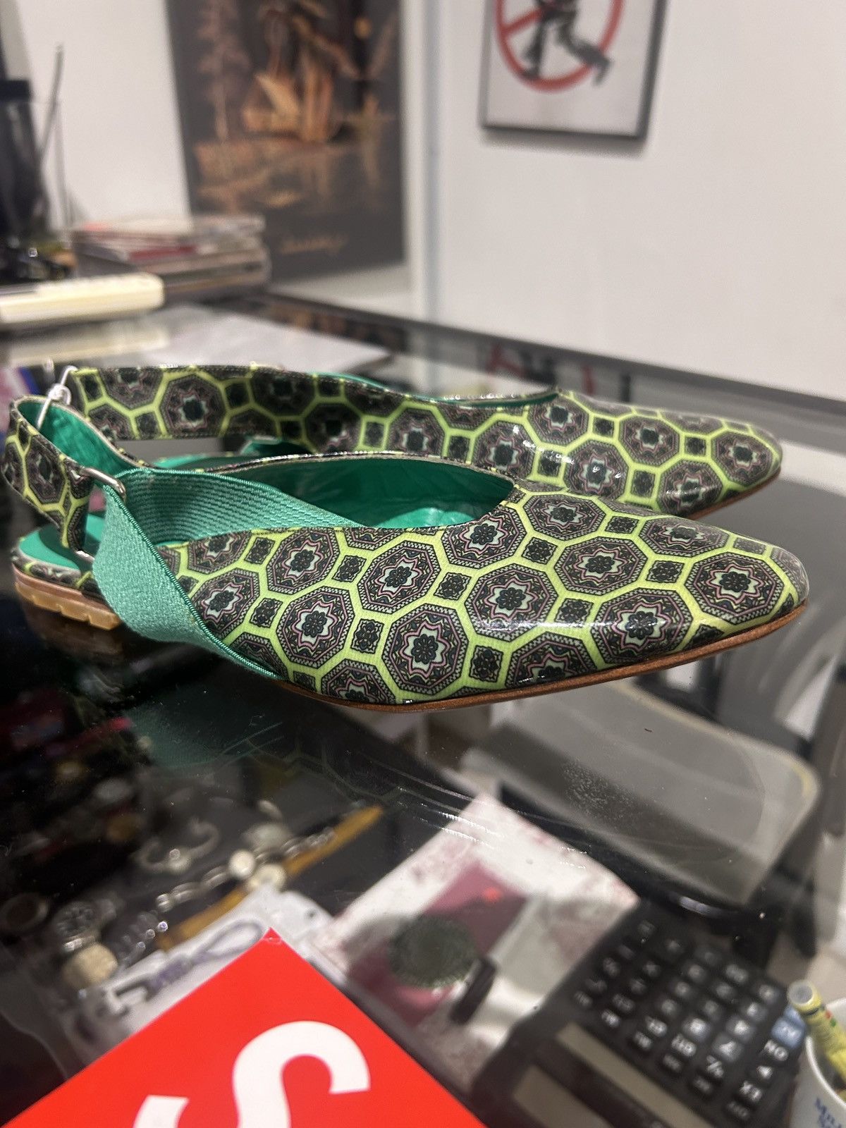 Zucca ZUCCA SANDAL GREEN PATTERN VERO CUOIO ITALIAN MADE Size US 6 / IT 36 - 7 Thumbnail