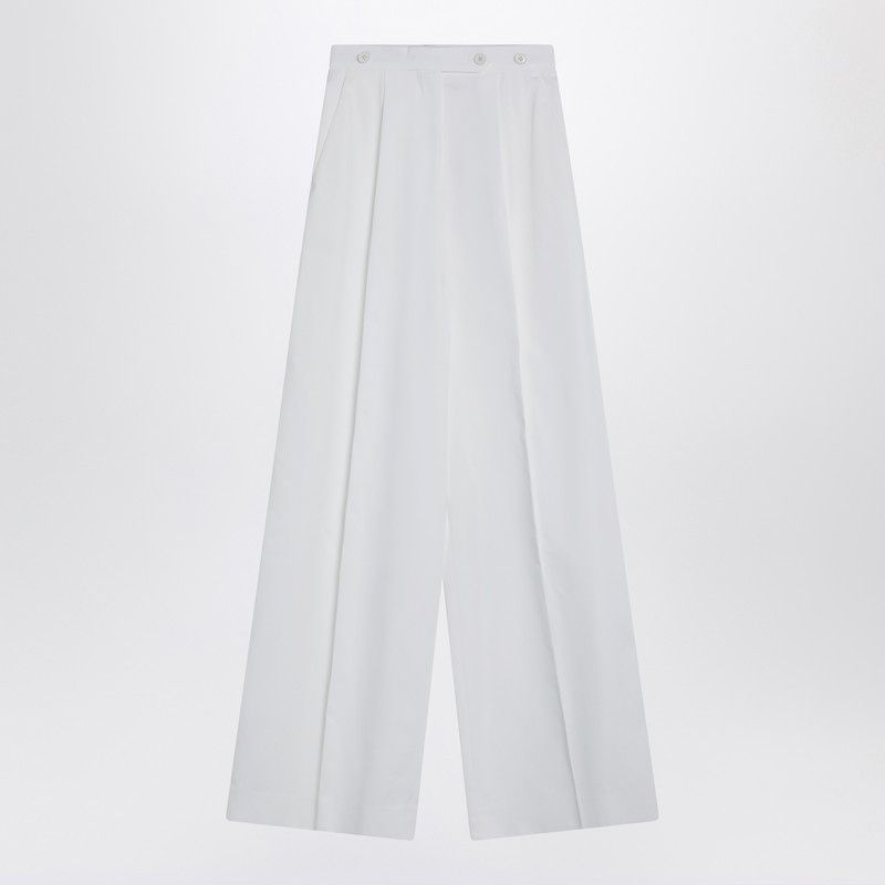 Givenchy White Pleated Cotton Trousers