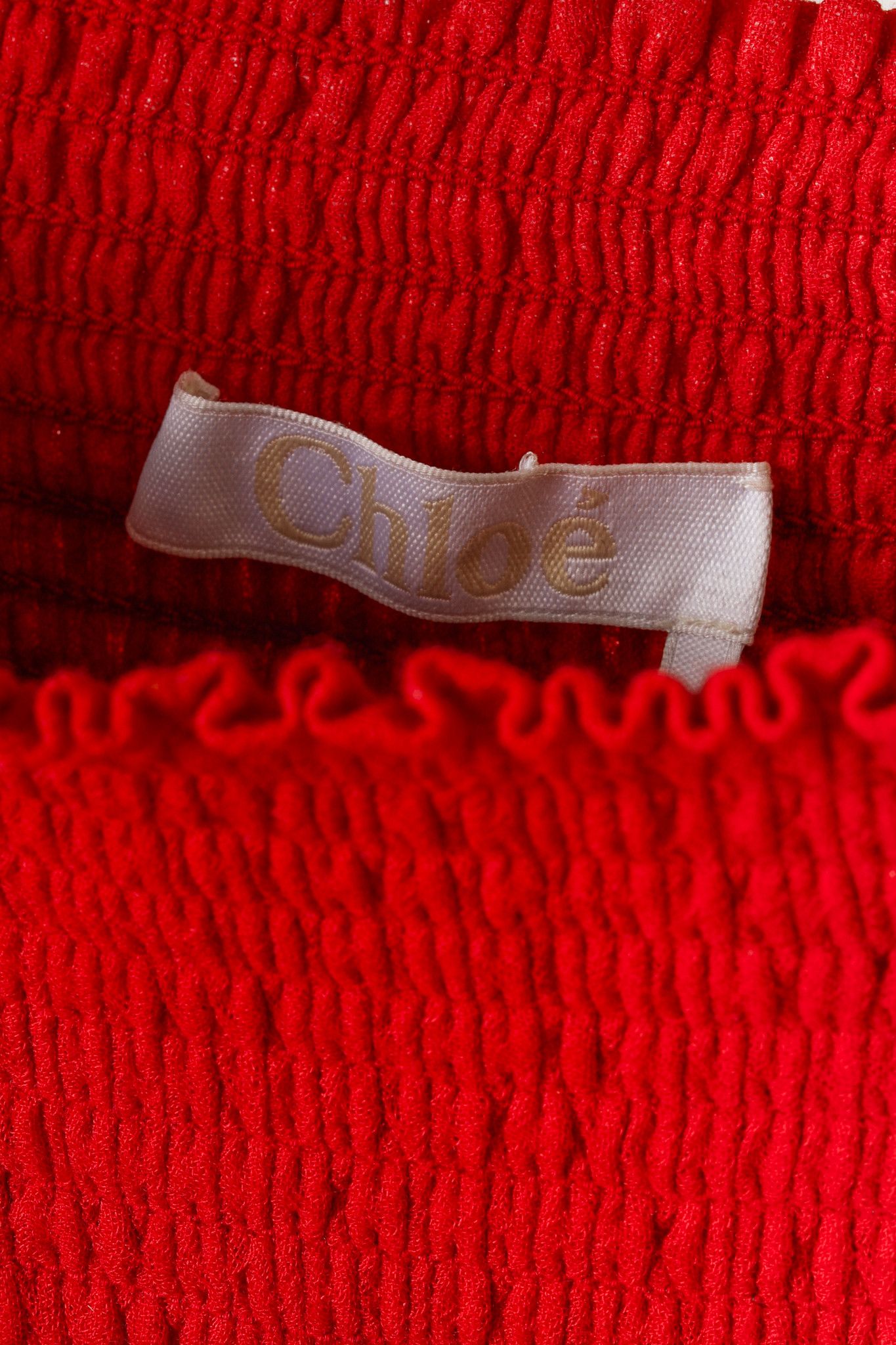 Chloe Chloe Red Crush Smocked Off-The-Shoulder Maxi Dress Size S / US 4 / IT 40 - 4 Thumbnail