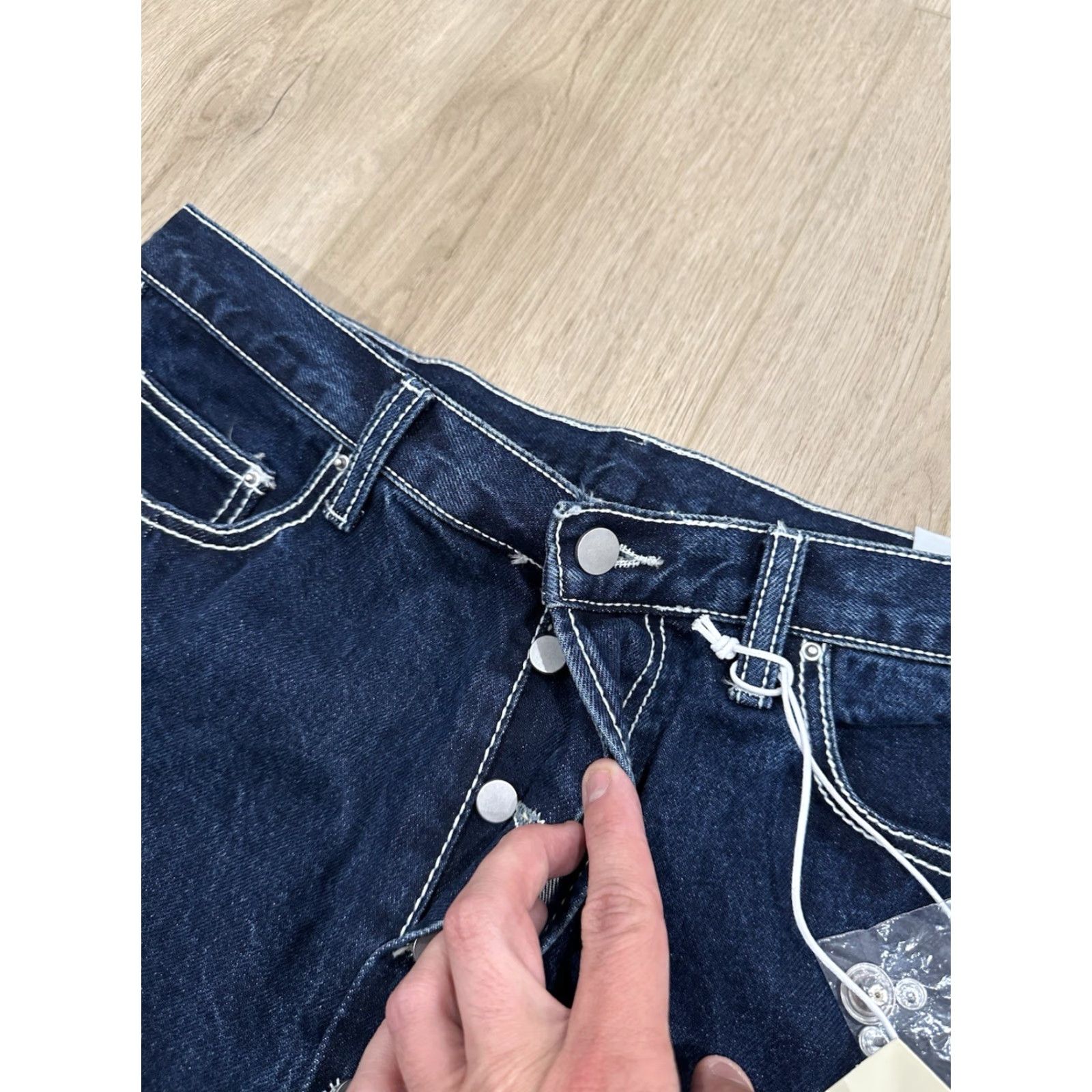 MNML mnml Jeans Men Wide-Leg Denim 34x33 Blue NWT Baggy Rave Fit Cargo Regular 100% Cotton Mens Jeans Size US 34 / EU 50 - 5 Thumbnail