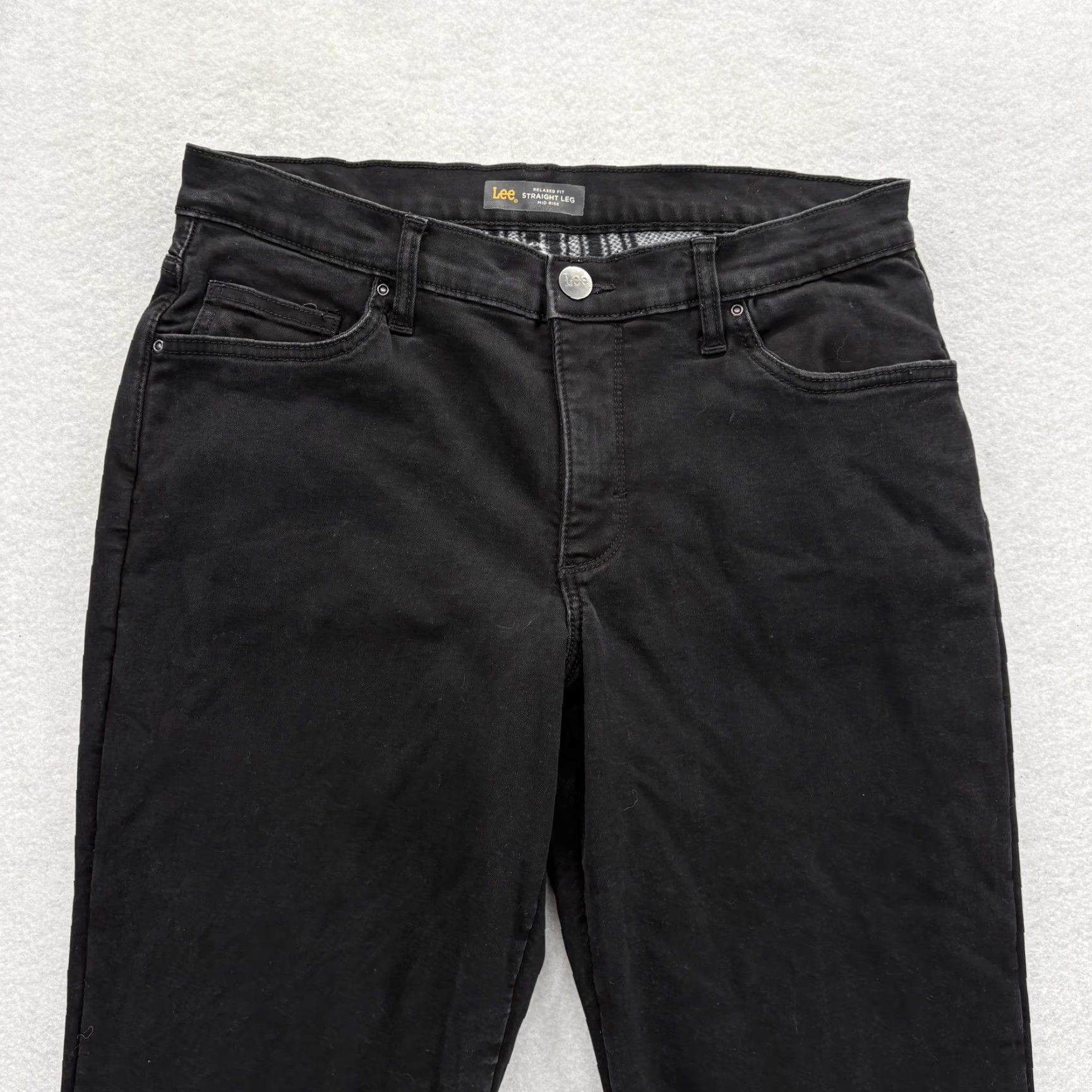 Lee Lee Jeans Womens 10 Black Relaxed Fit Straight Leg Mid Rise Fleece Lined Denim Size 32" / US 10 / IT 46 - 2 Thumbnail