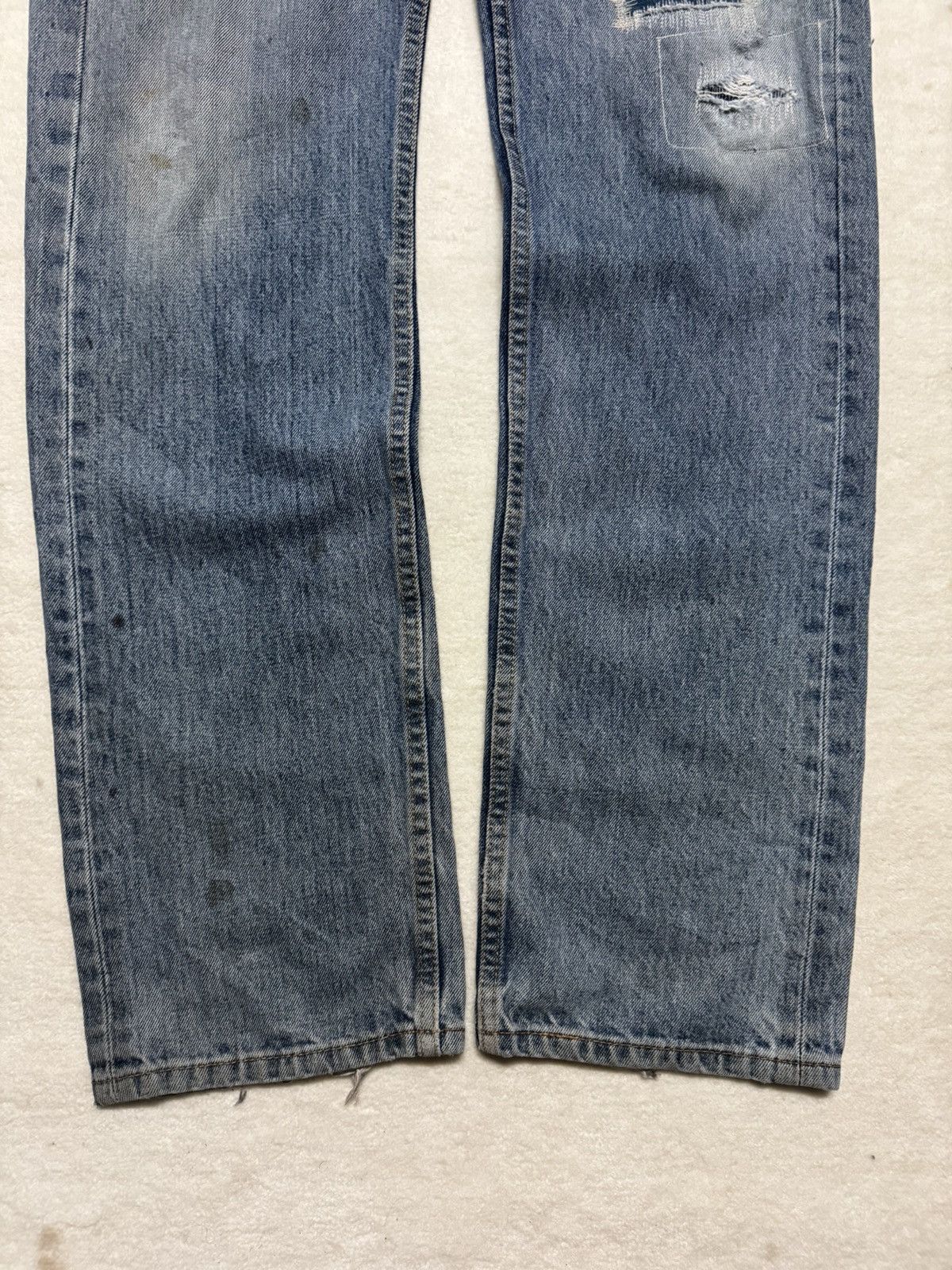 Levi's VINTAGE 2000s LEVI’S PATCHWORK THRASHED BLUE JEANS Size US 35 - 2 Thumbnail