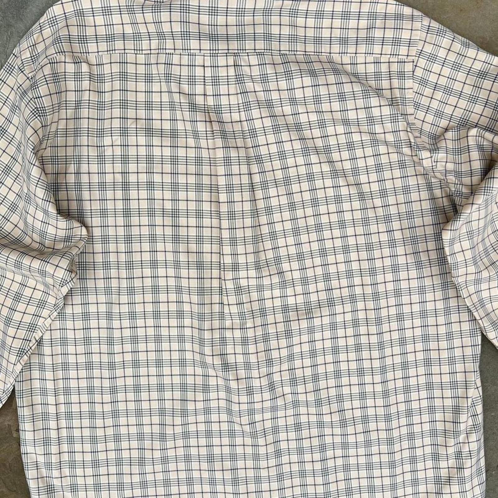 Jos. A. Bank Y2K Tan Blue Herringbone Plaid Button Down Shirt Size US XL / EU 56 / 4 - 5 Thumbnail