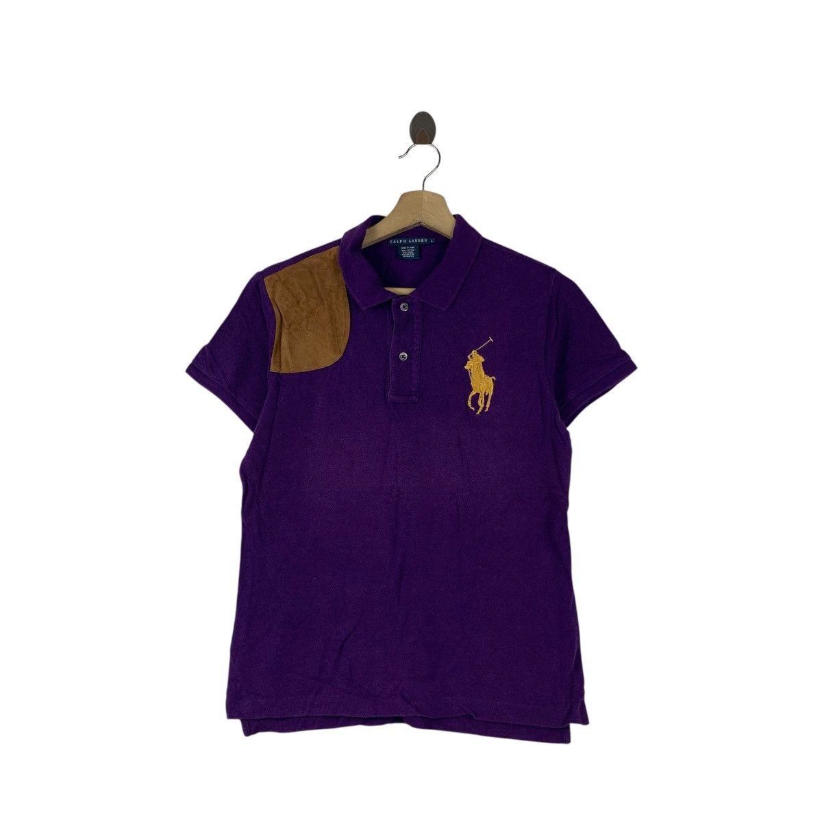 Polo Ralph Lauren Vintage POLO RALPH LAUREN Pony Patchwork Wool Tee Shirt Top Size L / US 10 / IT 46 - 1 Thumbnail