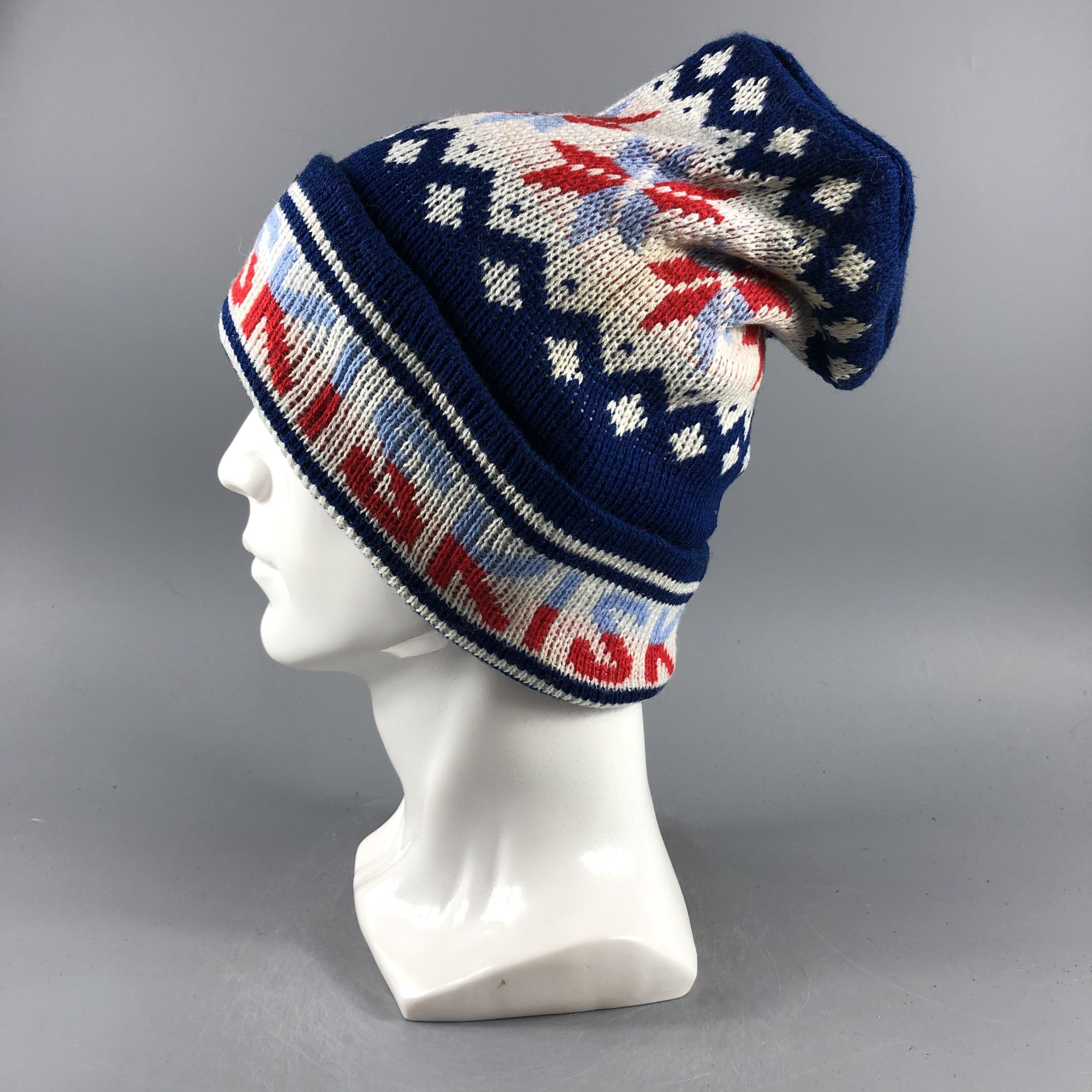 Japanese Brand × Vintage Ski Fair Isle Beanie Snow Hat Snow Cap -D413 Size ONE SIZE - 1 Thumbnail