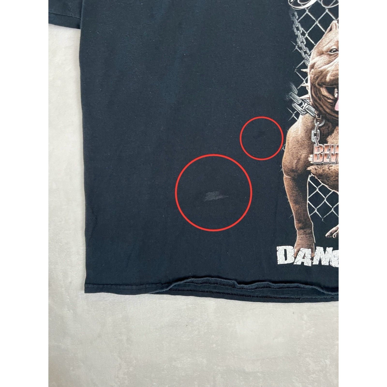 Gildan Vintage Pitbull Dog T-Shirt Size XL Y2K “Beware Dangerous” Size US XL / EU 56 / 4 - 4 Thumbnail