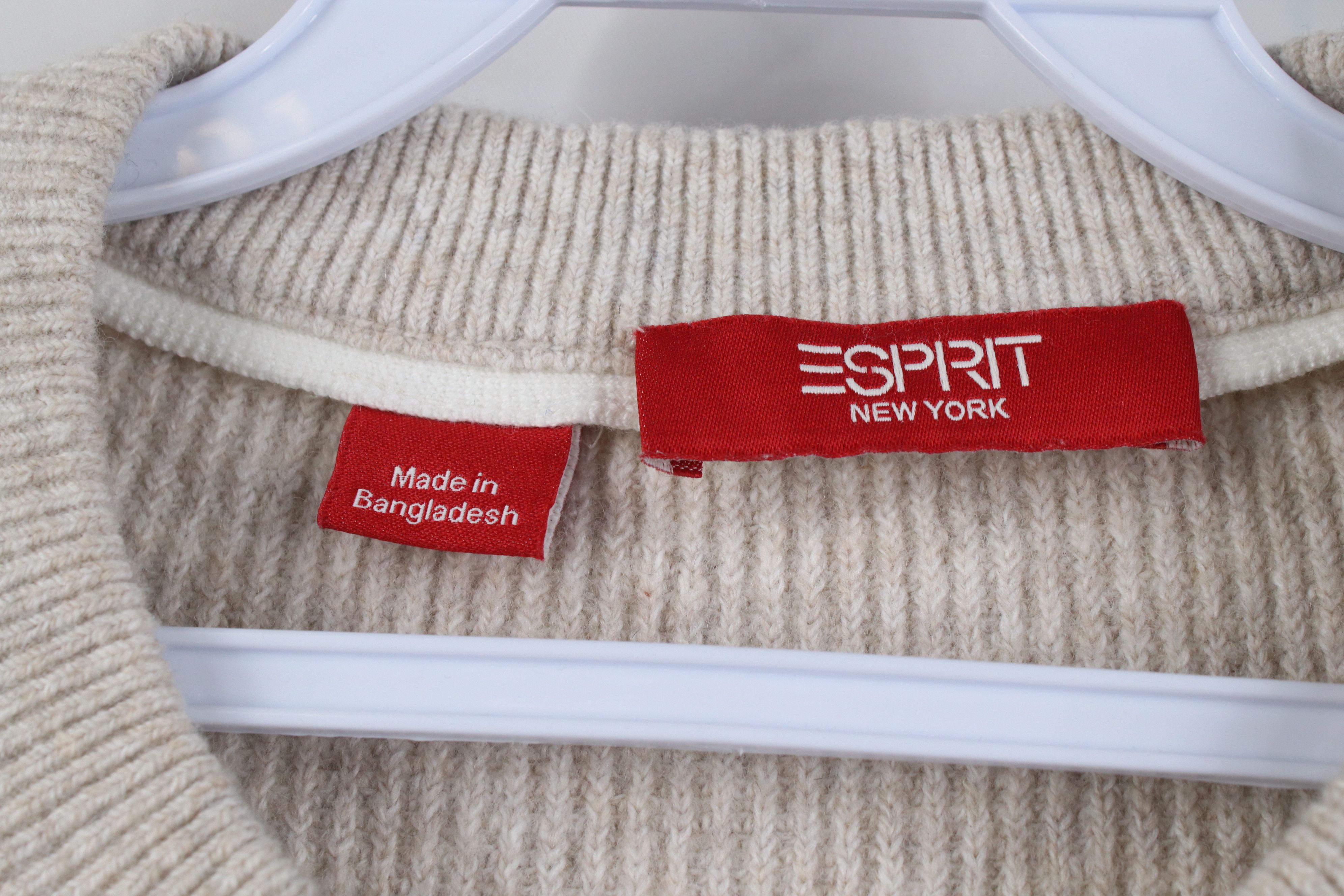 Esprit Vintage Y2K Esprit Blend Ribbed Cable Knit Sweater Stone Size US XL / EU 56 / 4 - 6 Thumbnail