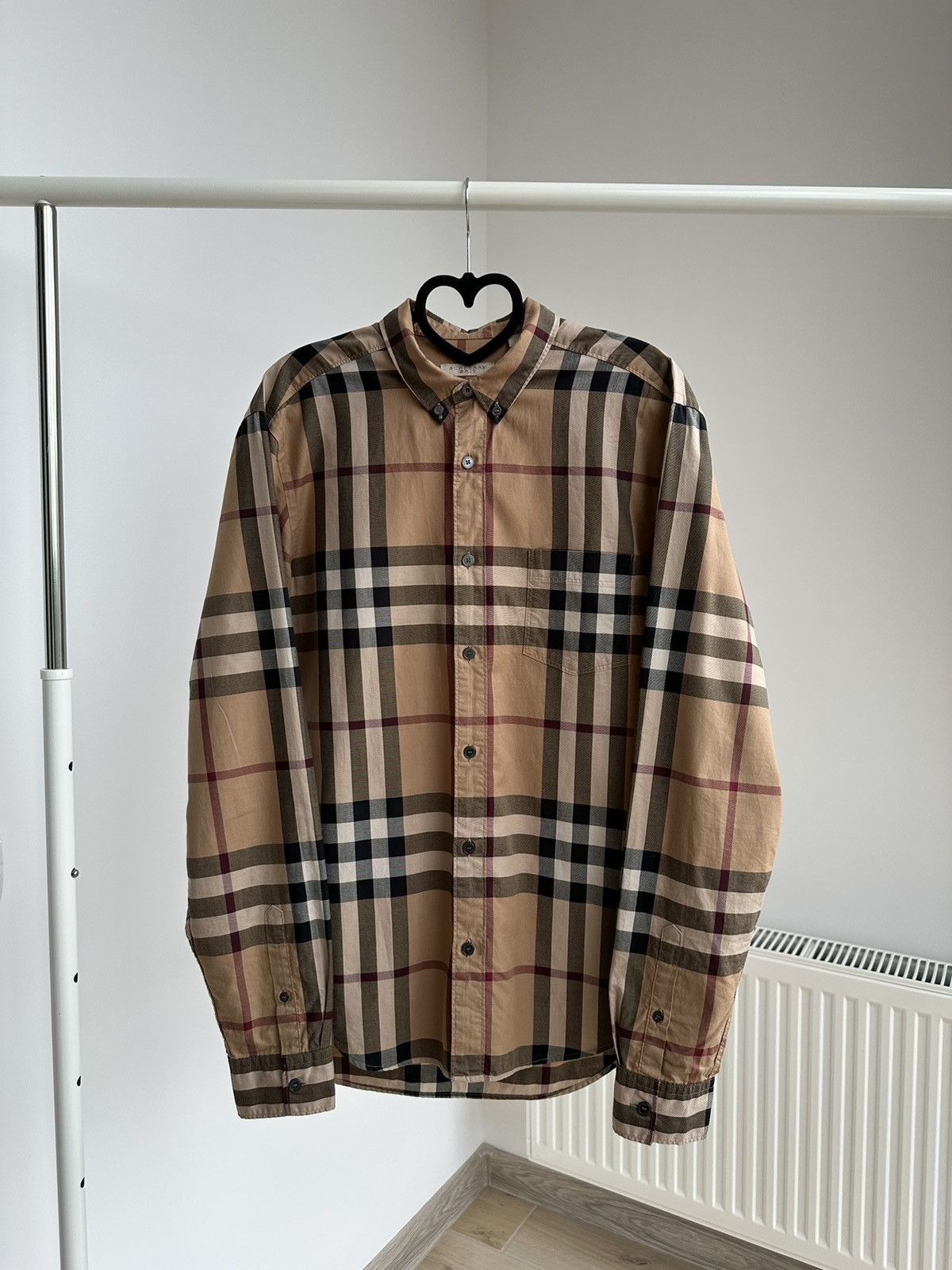 image of Burberry Nova Check Luxury Shirt Size: M in Beige, Men's (Size Medium)