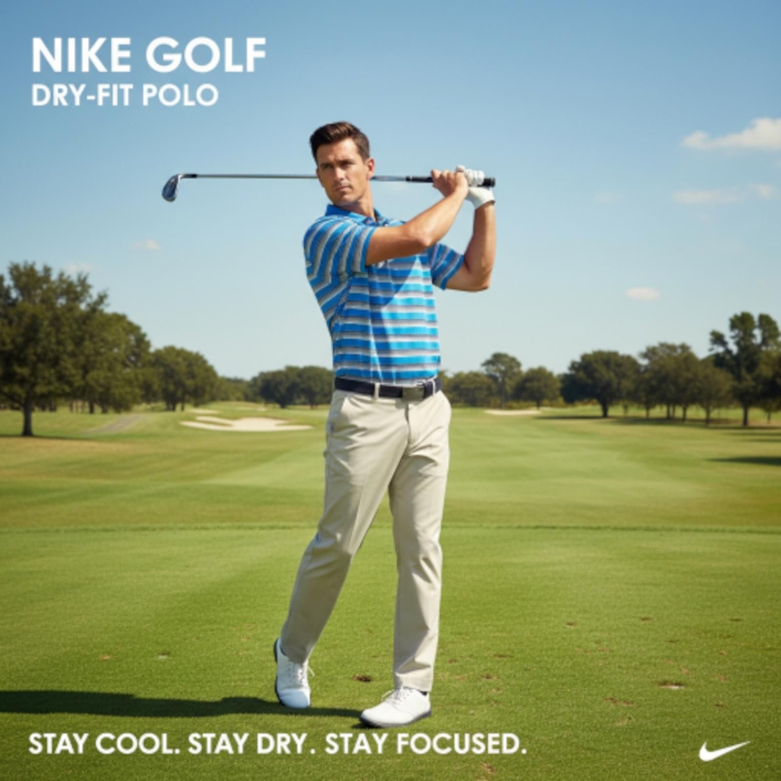 Nike Nike Golf Dry-Fit Polo Shirt Men's Blue Striped Size Medium Size US M / EU 48-50 / 2 - 1 Thumbnail