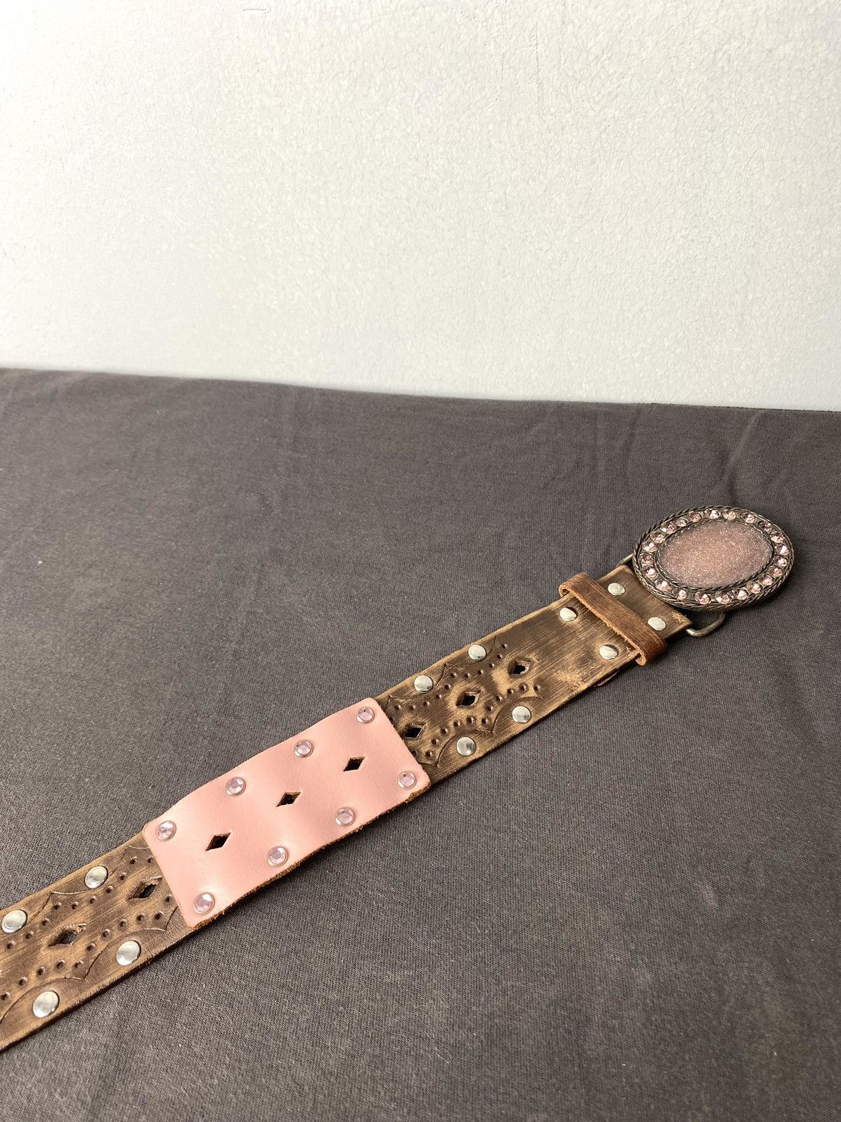 Cowboy Equipment Italy Made Vintage Belt Cowboy Style Rhinestones Patchwork Size ONE SIZE - 9 Thumbnail