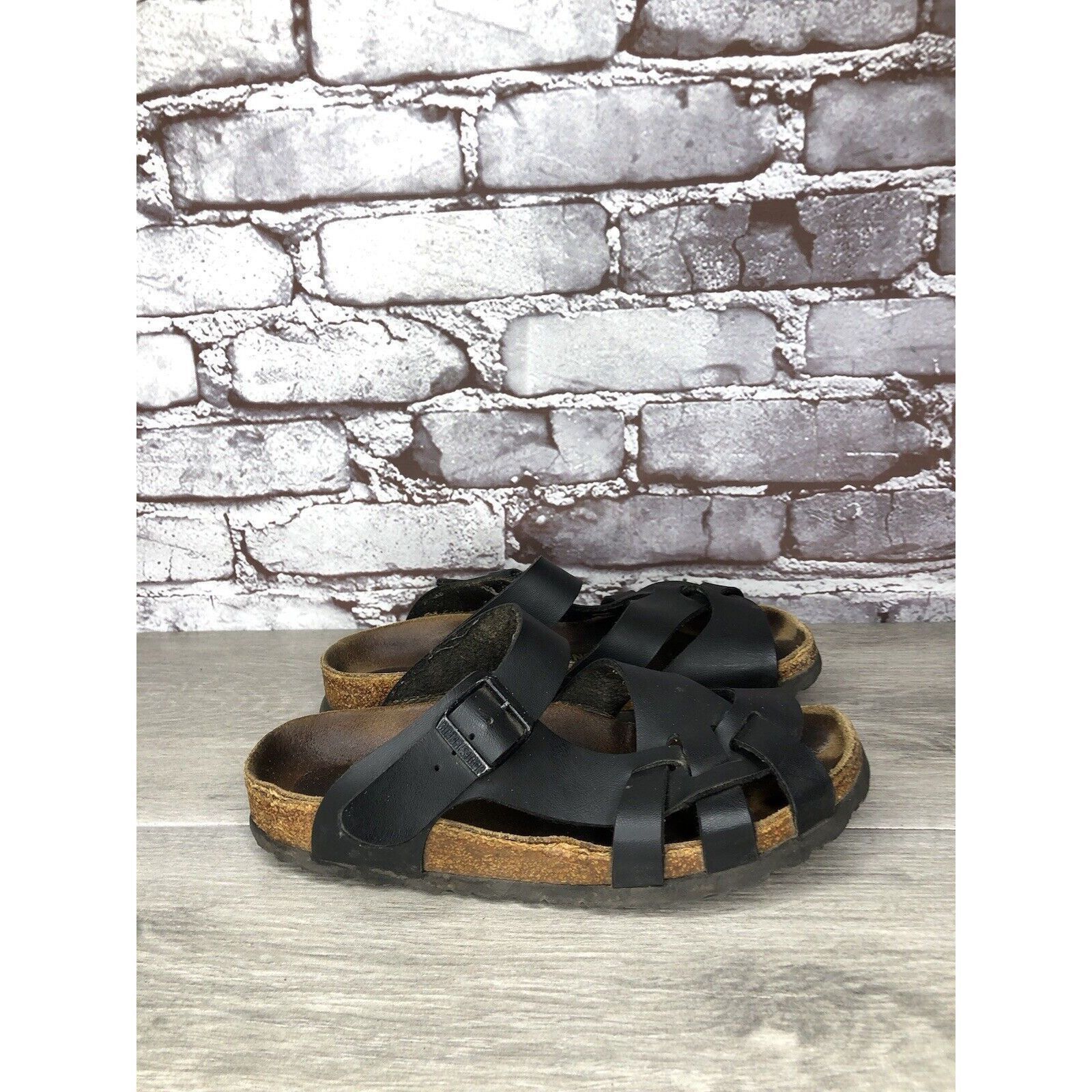 Birkenstock Birkenstock Pisa Black Leather Strappy Slides Cork Sandals W Size US 5.5 / IT 35.5 - 12 Thumbnail