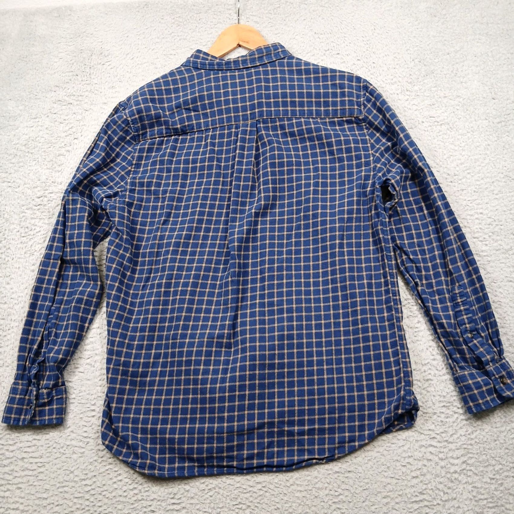 Vintage St. John's Bay Mens Large Blue Tan Plaid Flannel Shirt 100% Cotton Button-Up Pocket Long Sleeve Casual Menswear Size US L / EU 52-54 / 3 - 2 Thumbnail