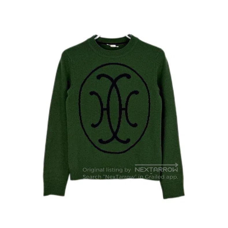 Hermes Hermes Green Large Logo Cashmere Sweater Size XS / US 0-2 / IT 36-38 - 1 Thumbnail