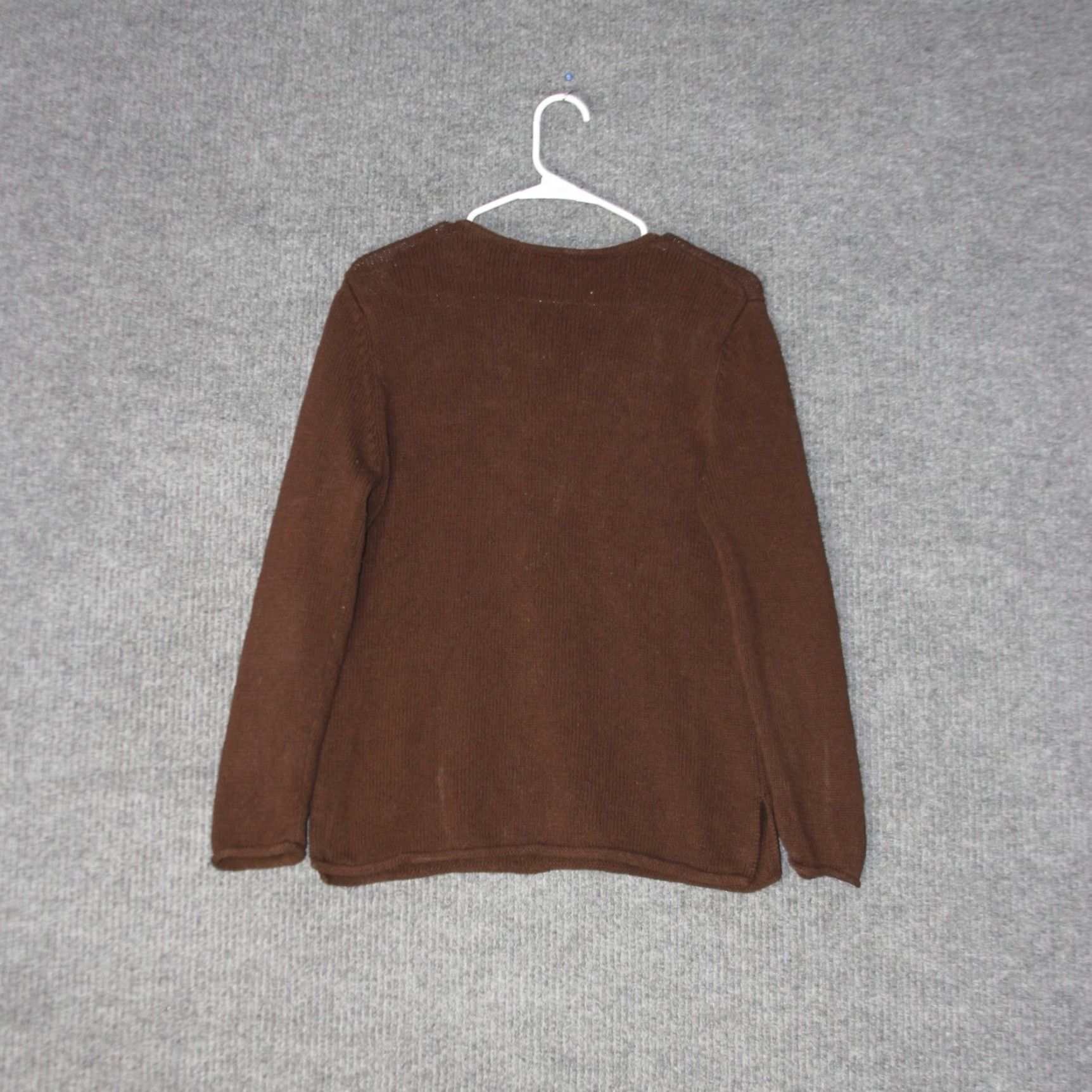 Vintage VINTAGE? LL Bean Sweater Womens M Brown Silk Cotton Blend V Neck Split Hem Size M / US 6-8 / IT 42-44 - 4 Thumbnail