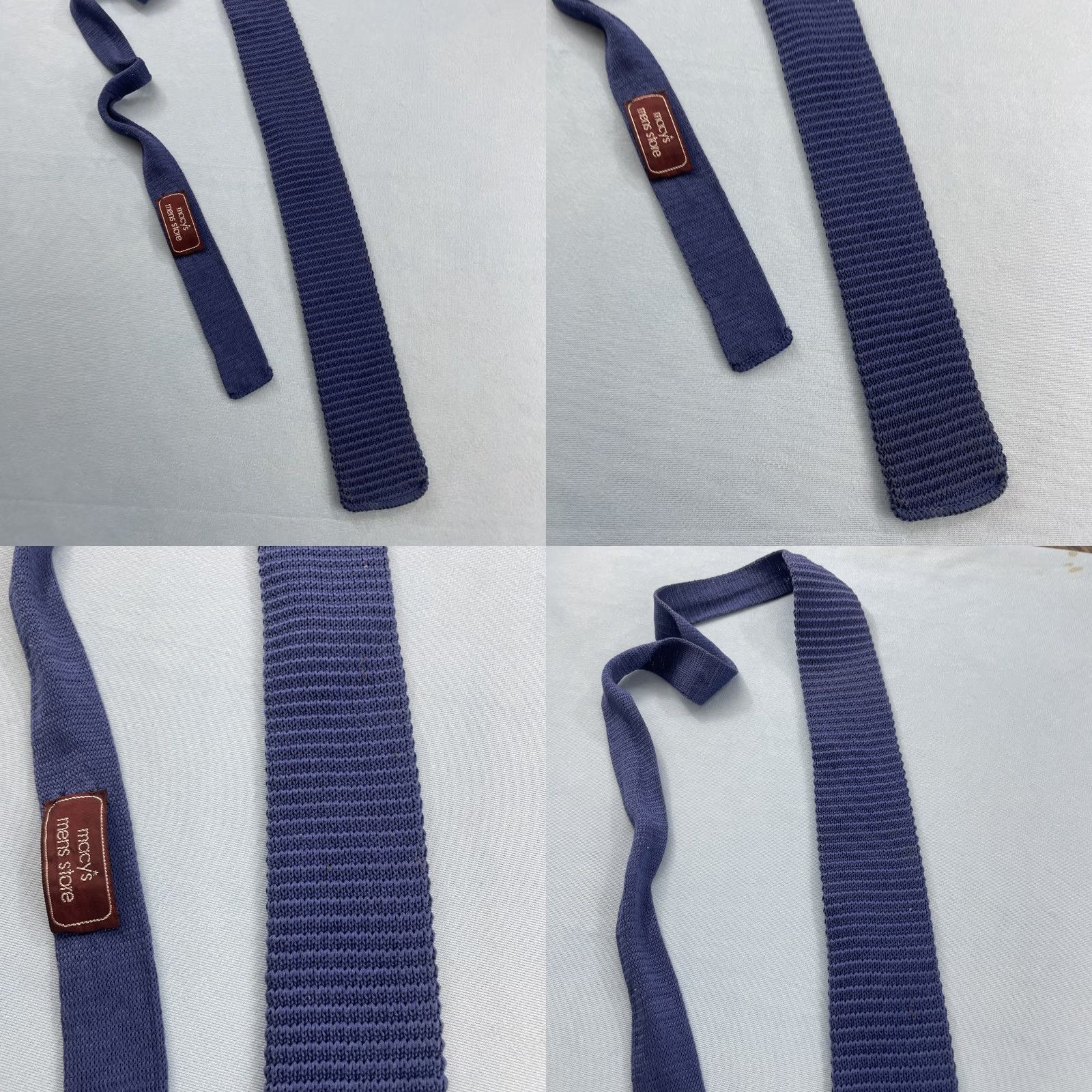 Vintage VINTAGE Cottonit Rooster Macy's Mens Store Knit Tie Blue 2x48 Square End Necktie Skinny Tie, 1960s, Vintage, Classic, Men's Tie Size ONE SIZE - 9 Thumbnail