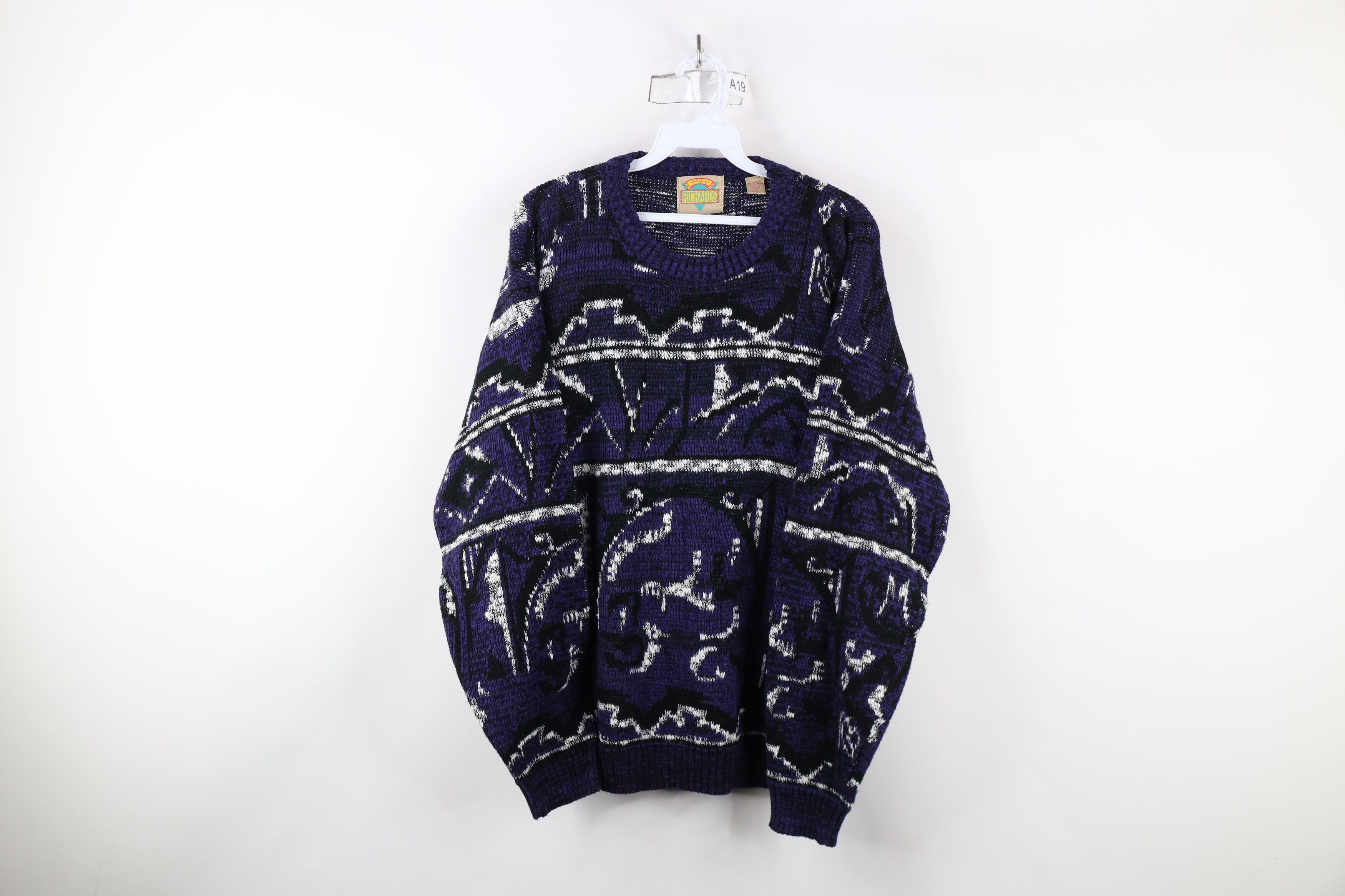 Vintage Vintage 90s Coogi Style Geometric Knit Crewneck Sweater Size L / US 10 / IT 46 - 1 Thumbnail