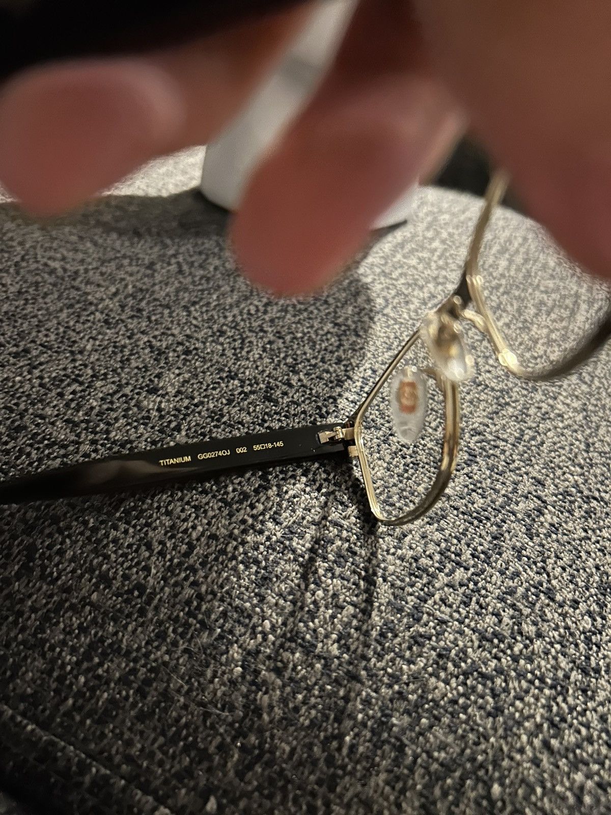 Gucci Gucci GG0274OJ 002 Gold Titanium Rectangular Glasses 55mm Size ONE SIZE - 3 Thumbnail