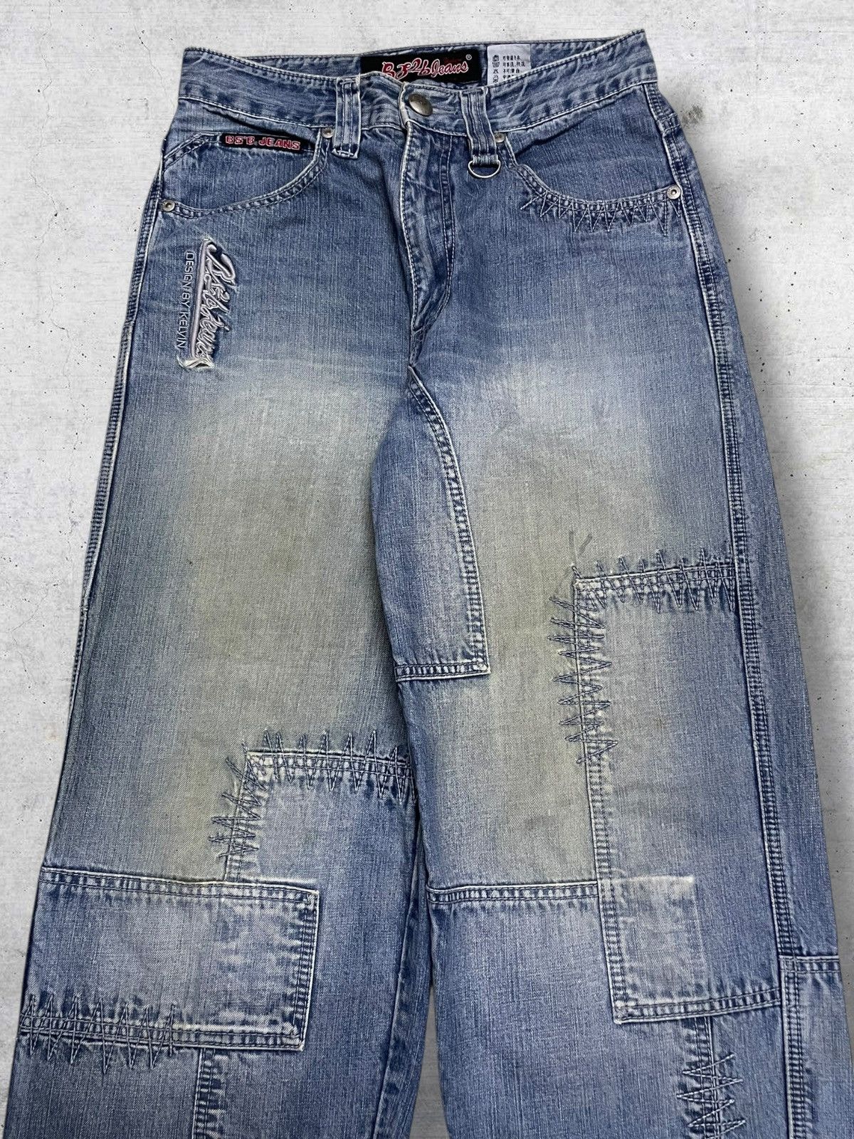 Japanese Brand VINTAGE B.SB JAPAN DESIGNER 1990S PATCHWORK MUDWASH DENIM Size US 28 / EU 44 - 6 Thumbnail
