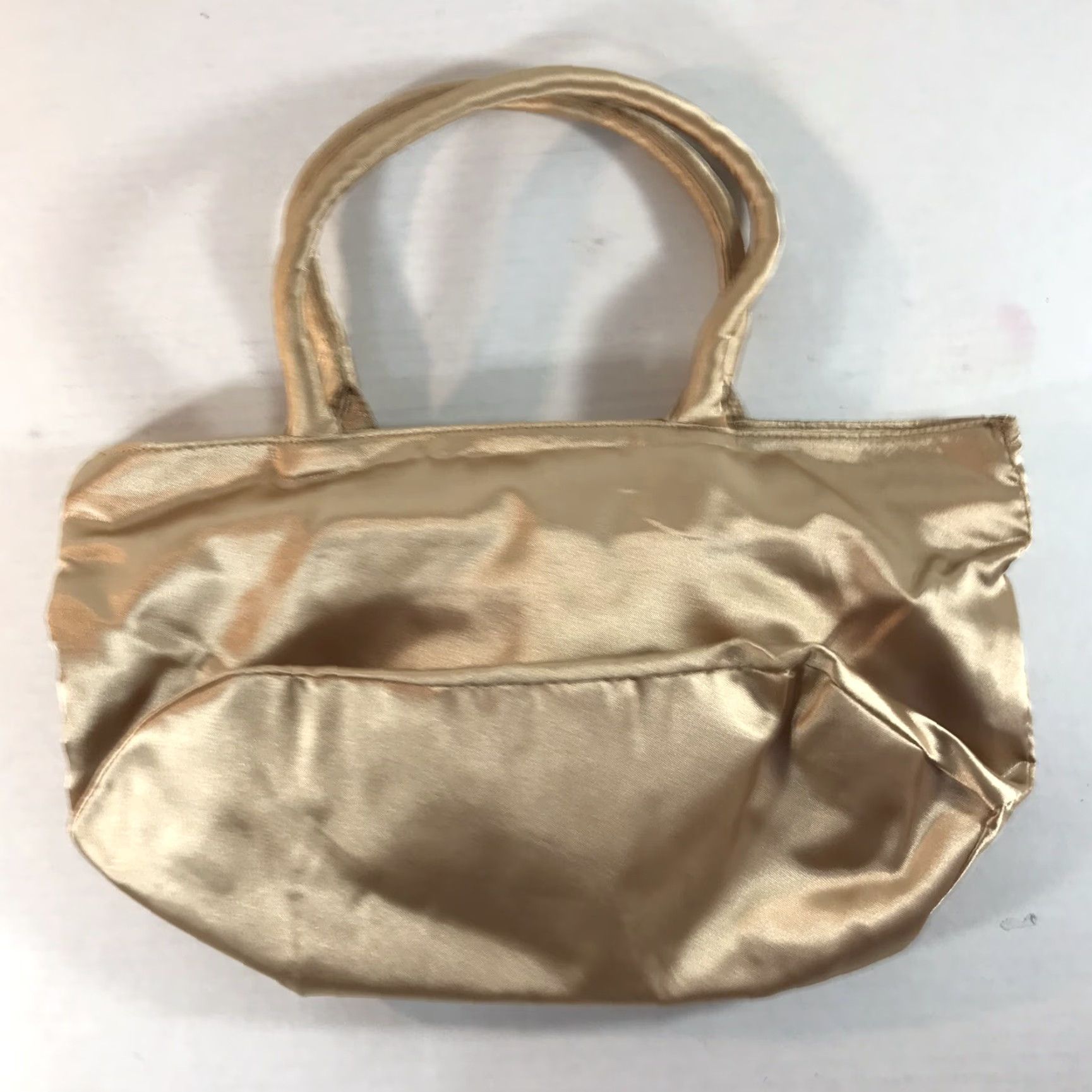 Vintage VINTAGE Satin Feel Gold Satchel Bag Women Medium 14in x 8in Zip Closure Gold Hardware Size ONE SIZE - 2 Thumbnail