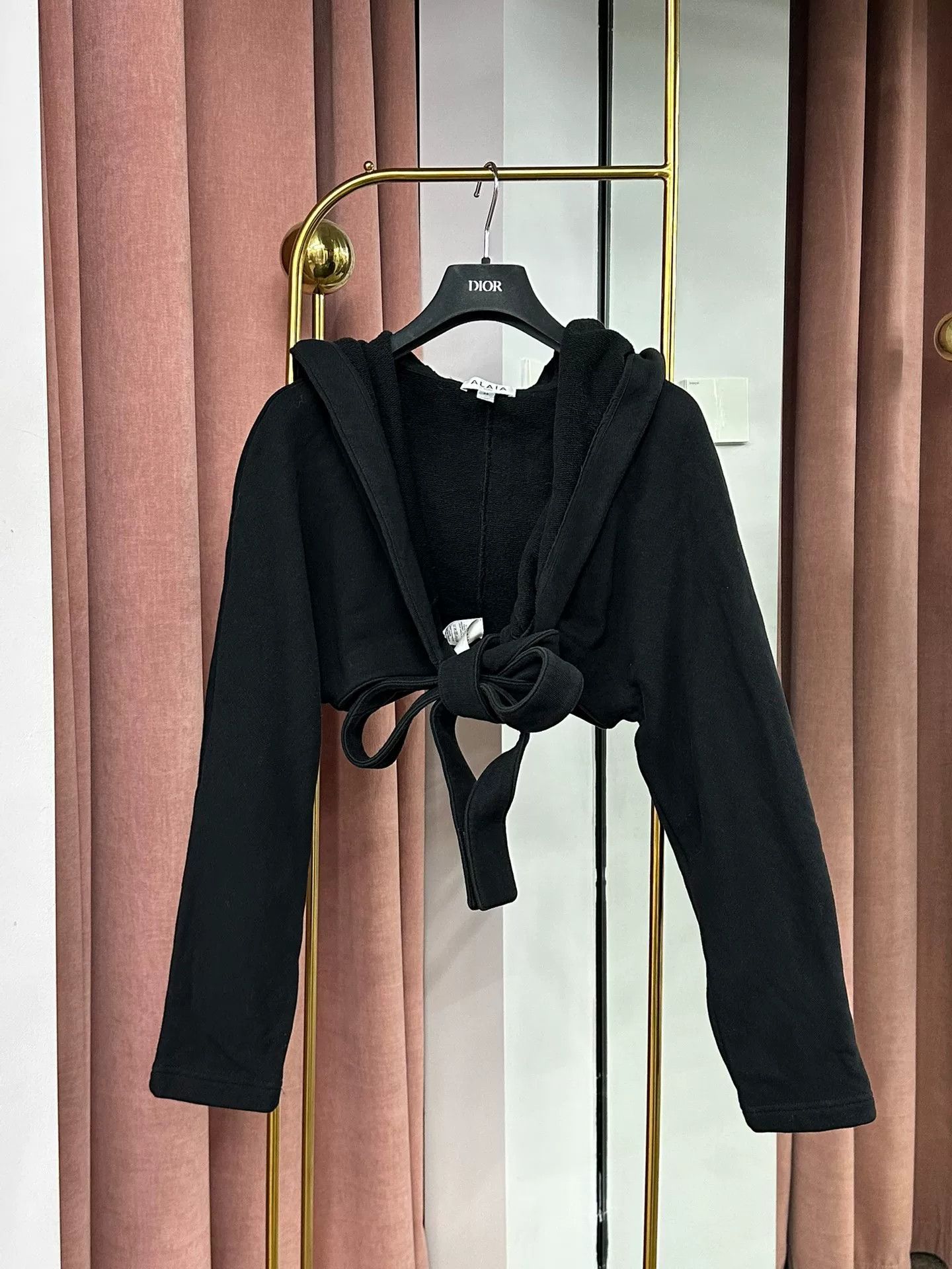 Alaia Alaia Black Hooded Drawstring Sweatshirt Size S / US 4 / IT 40 - 1 Thumbnail