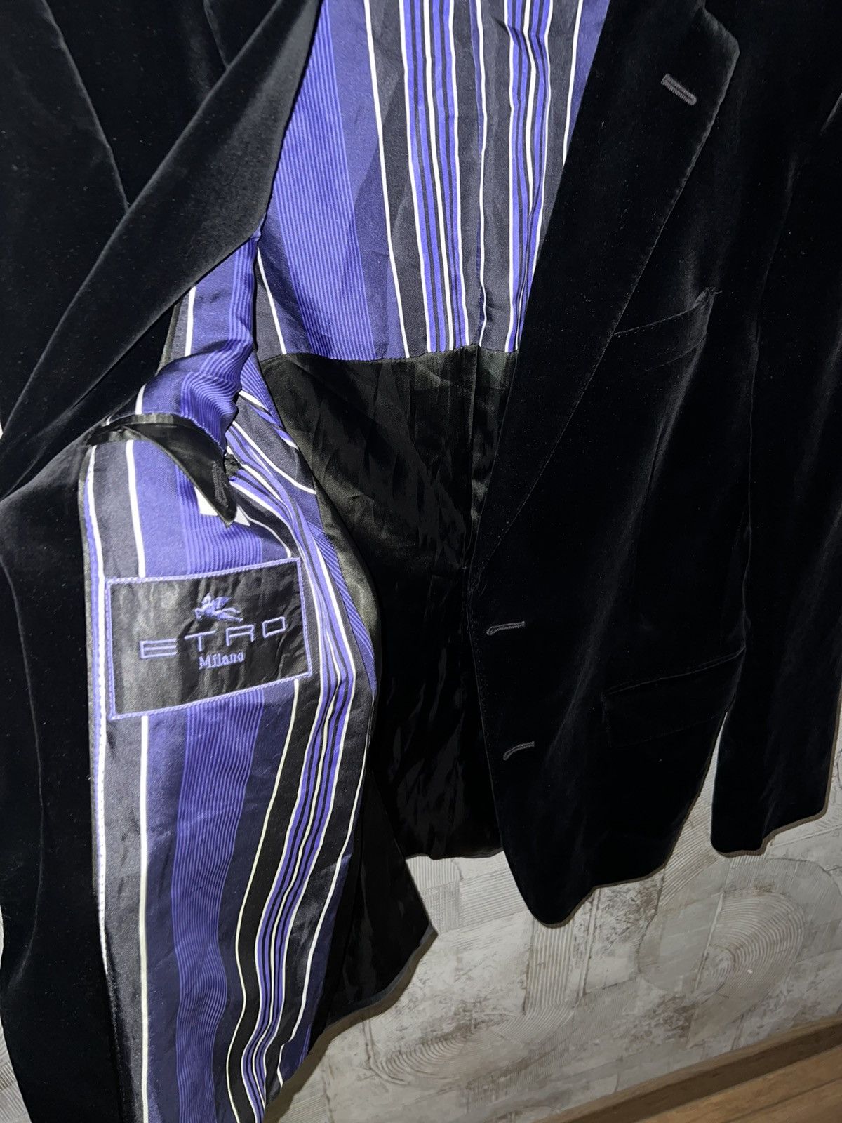 Etro × Vintage Etro Milano Velour Velvet Vintage Blazer Italy Size 50L - 6 Thumbnail