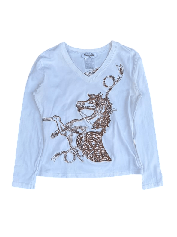 Dior 2006 Horse And Saddle Bag T-Shirt in White, Women's (Size Medium)