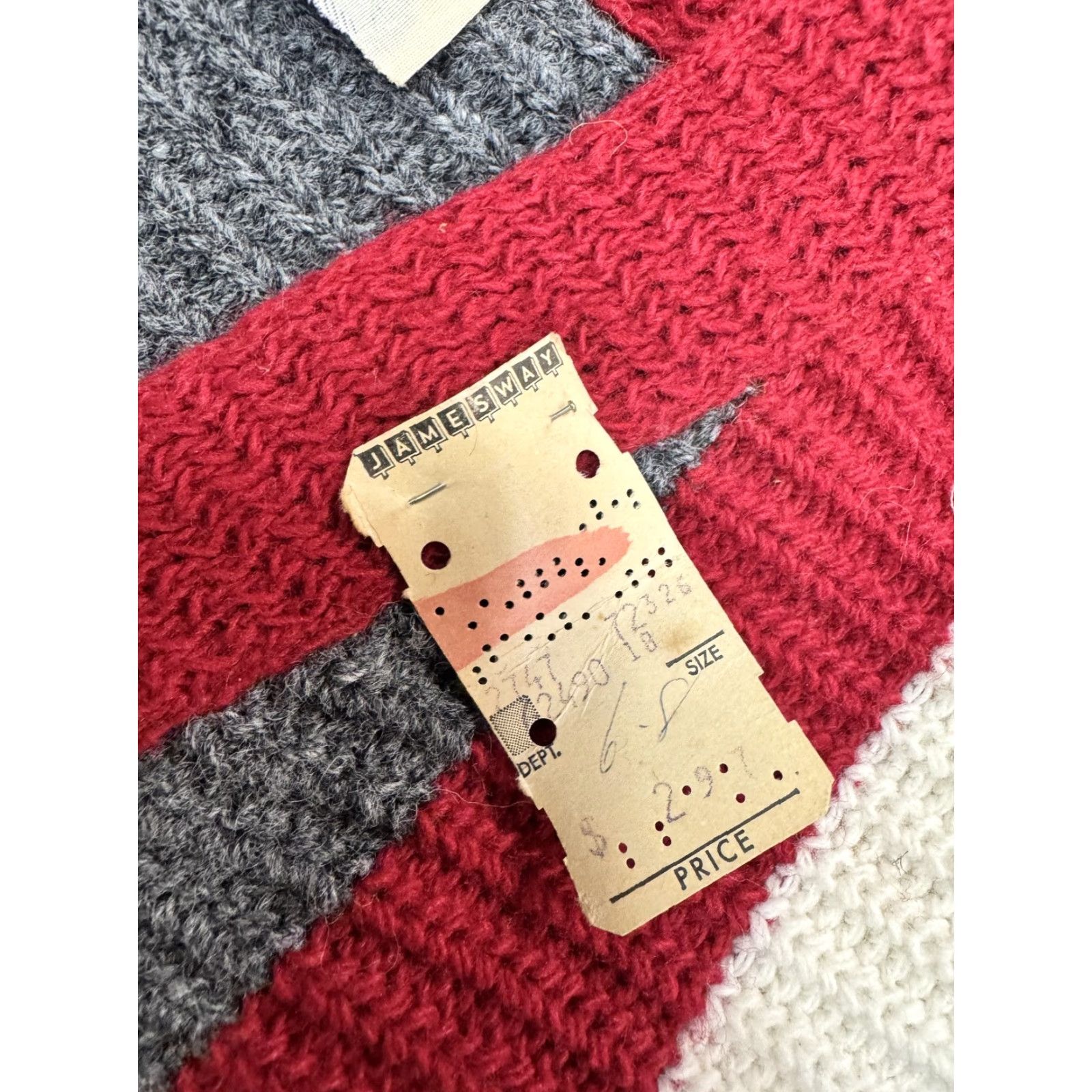Vintage VINTAGE Orlon Cardigan Shirt Women's S Gray Red White Striped 1960s 1950s Vintage Casual Everyday Party/Cocktail 100 Orlon Acrylic Size S / US 4 / IT 40 - 3 Thumbnail