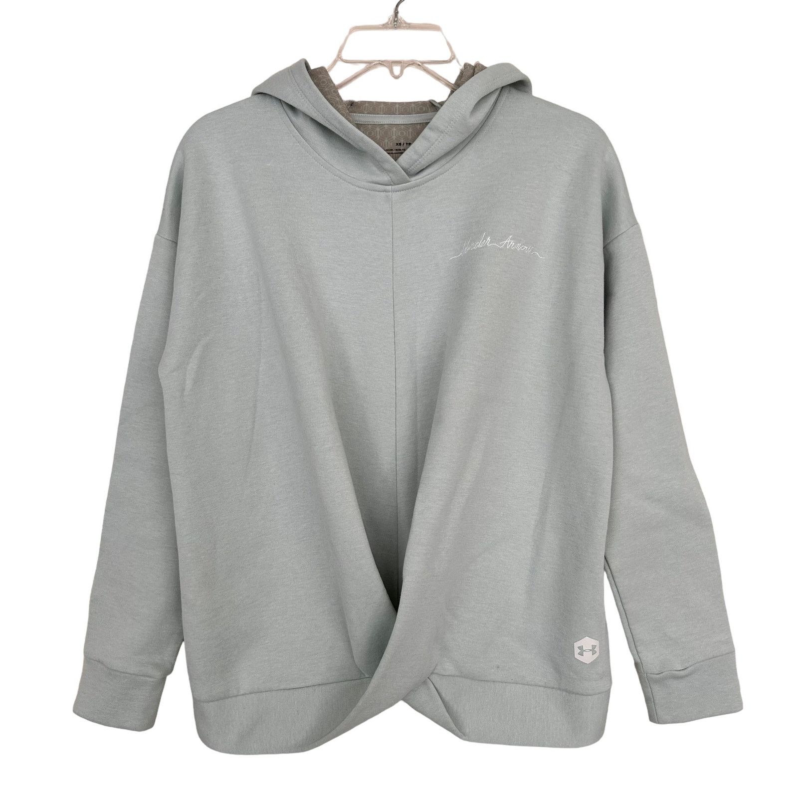Under Armour Under Armour Light Green Loose Fit Twist Front Hoodie Sz XS Size XS / US 0-2 / IT 36-38 - 1 Thumbnail
