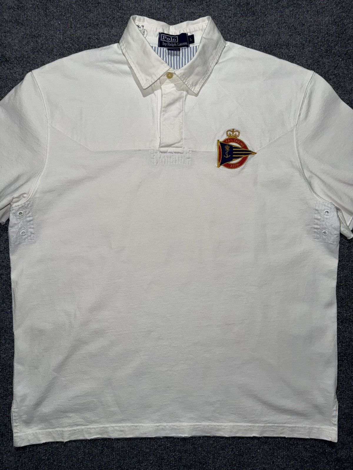Polo Ralph Lauren Polo Ralph Lauren Rugby Shirt Distressed Hem Cut Sleeve L Size US L / EU 52-54 / 3 - 2 Thumbnail