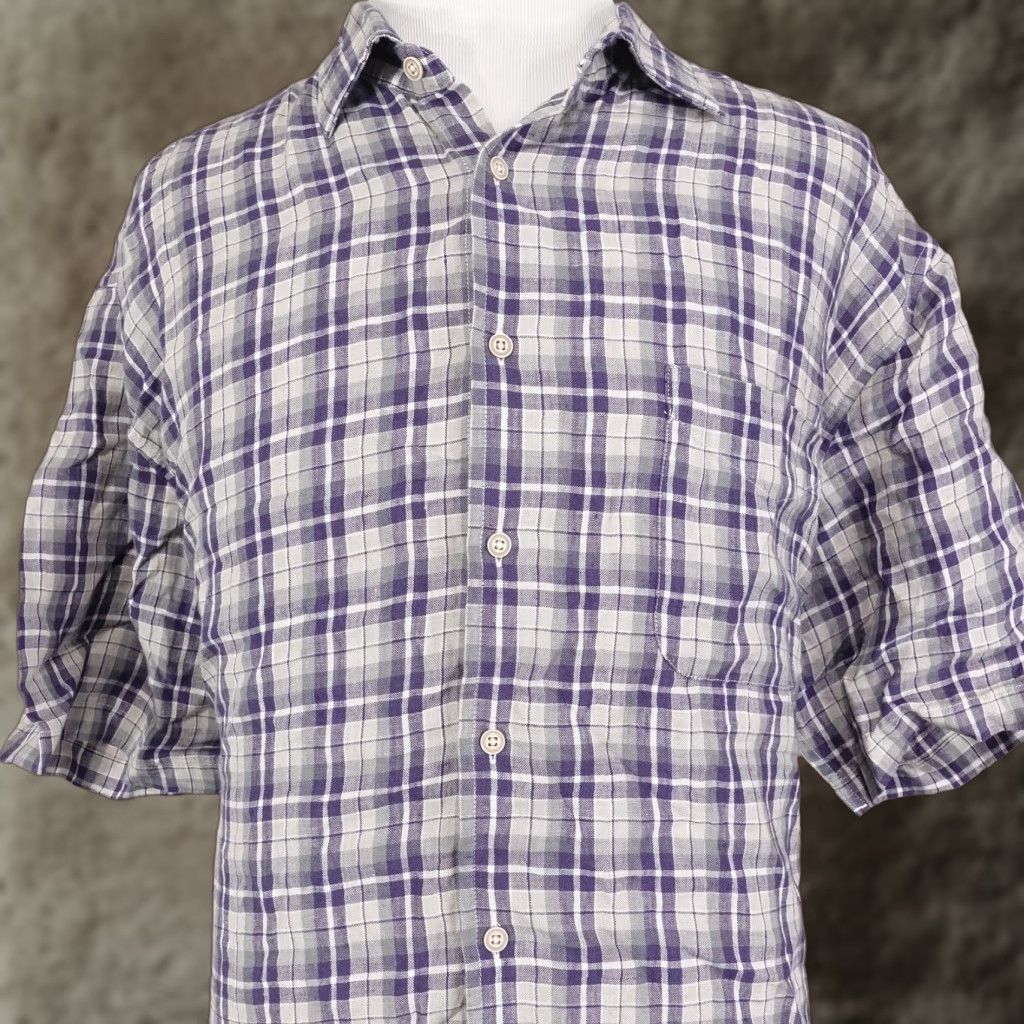 Joseph Abboud VINTAGE? No — (keep) Joseph Abboud Shirt Mens 2XL Plaid Linen Short Sleeve Classic Fit Size US XXL / EU 58 / 5 - 1 Thumbnail