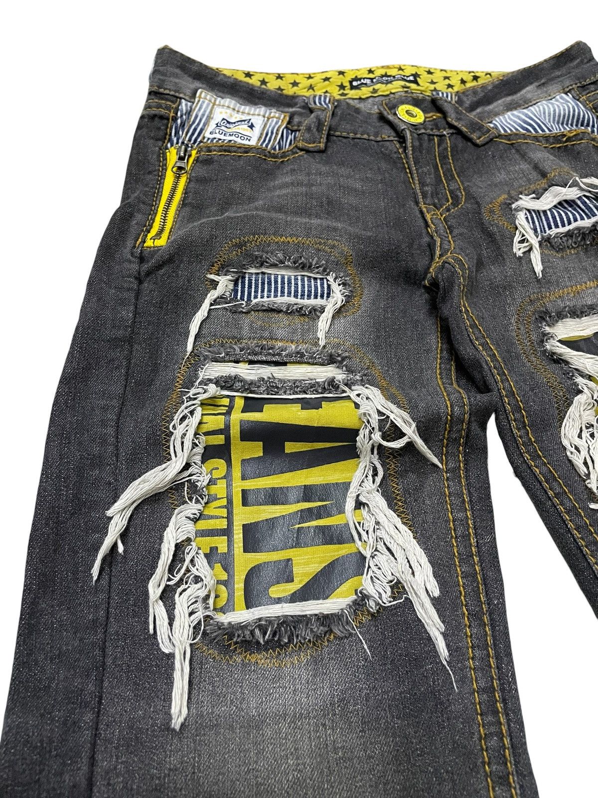 Hysteric Glamour Blue Moon Japan Distressed Patchwork Details Jeans Size US 29 - 9 Thumbnail