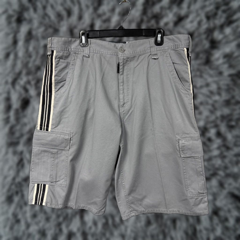 Route 66 Vintage Route 66 Cargo Shorts Mens 40x12 Gray Striped Canvas 90s Summer Casual Short Size US 40 / EU 56 - 1 Thumbnail