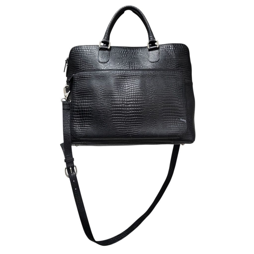 Other Levenger Crocodile Embossed Genuine Leather Messenger Briefc Size ONE SIZE - 9 Thumbnail