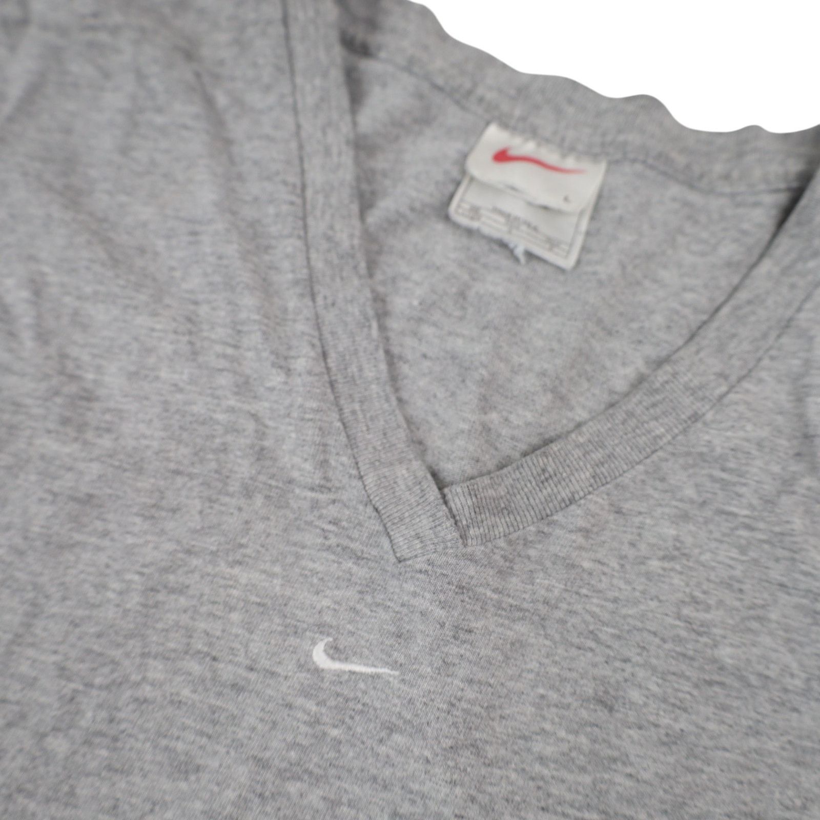 Nike × Vintage Vintage 90s Nike Mini Swoosh V Neck T Shirt Size US L / EU 52-54 / 3 - 4 Thumbnail