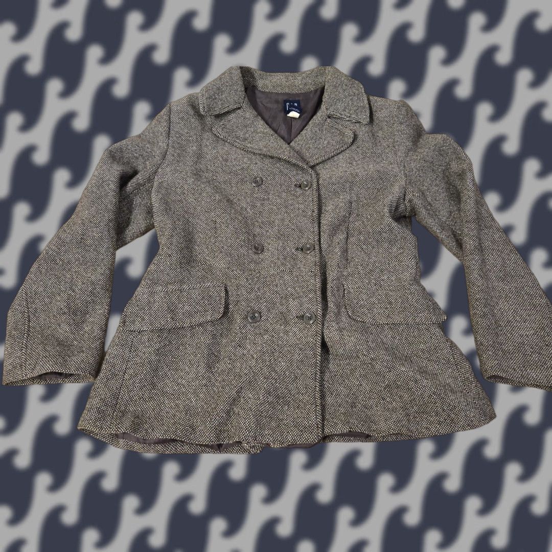 Gap GAP Blazer Womens XL Wool Blended Pea Coat JACKET Gray Lined Double Breasted Button Front Vintage No Size XL / US 12-14 / IT 48-50 - 1 Thumbnail