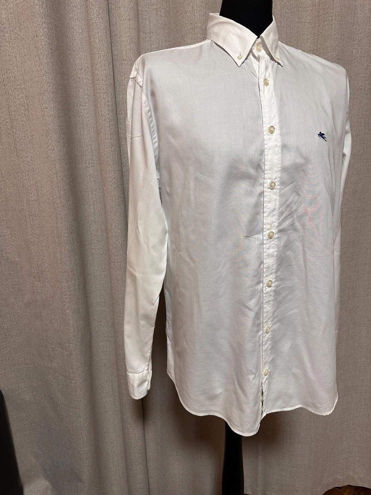 Etro Etro Mens Dress Shirt White Logo Sz 43 Size 42R - 3 Thumbnail