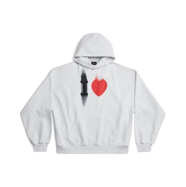Balenciaga Balenciaga White Casual Hoodie with Heart Print Size US S / EU 44-46 / 1 - 1 Thumbnail