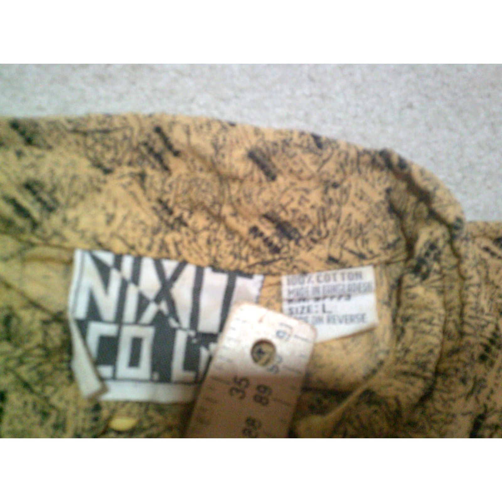 Vintage VINTAGE NIXLT Button Up Shirt Mens Large Yellow 90s Geometric Knit Short Sleeve Casual Mens L Shirt Size US L / EU 52-54 / 3 - 4 Thumbnail
