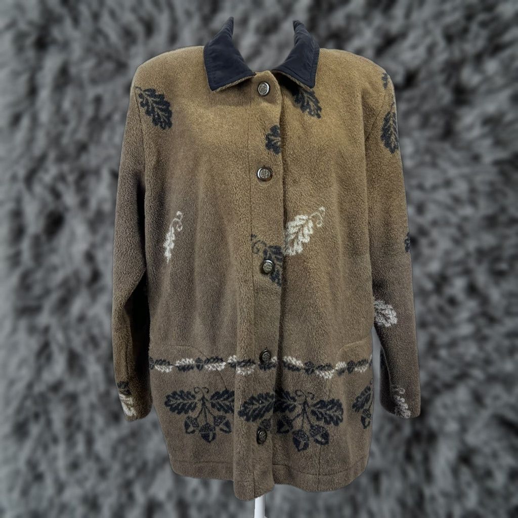 CO Vintage Womens County Clothing Co Fleece Jacket Sz XL GUC Leaves 90’s Size XL / US 12-14 / IT 48-50 - 1 Thumbnail