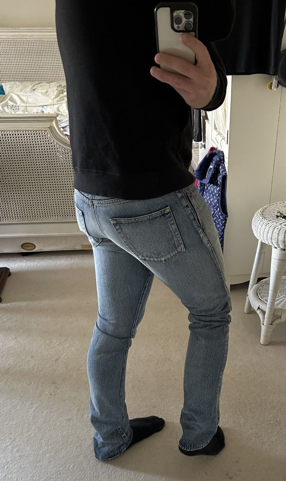 Saint Laurent Paris SS20 Saint Laurent distressed blue crash slim jeans 31 rip Size US 31 - 3 Thumbnail